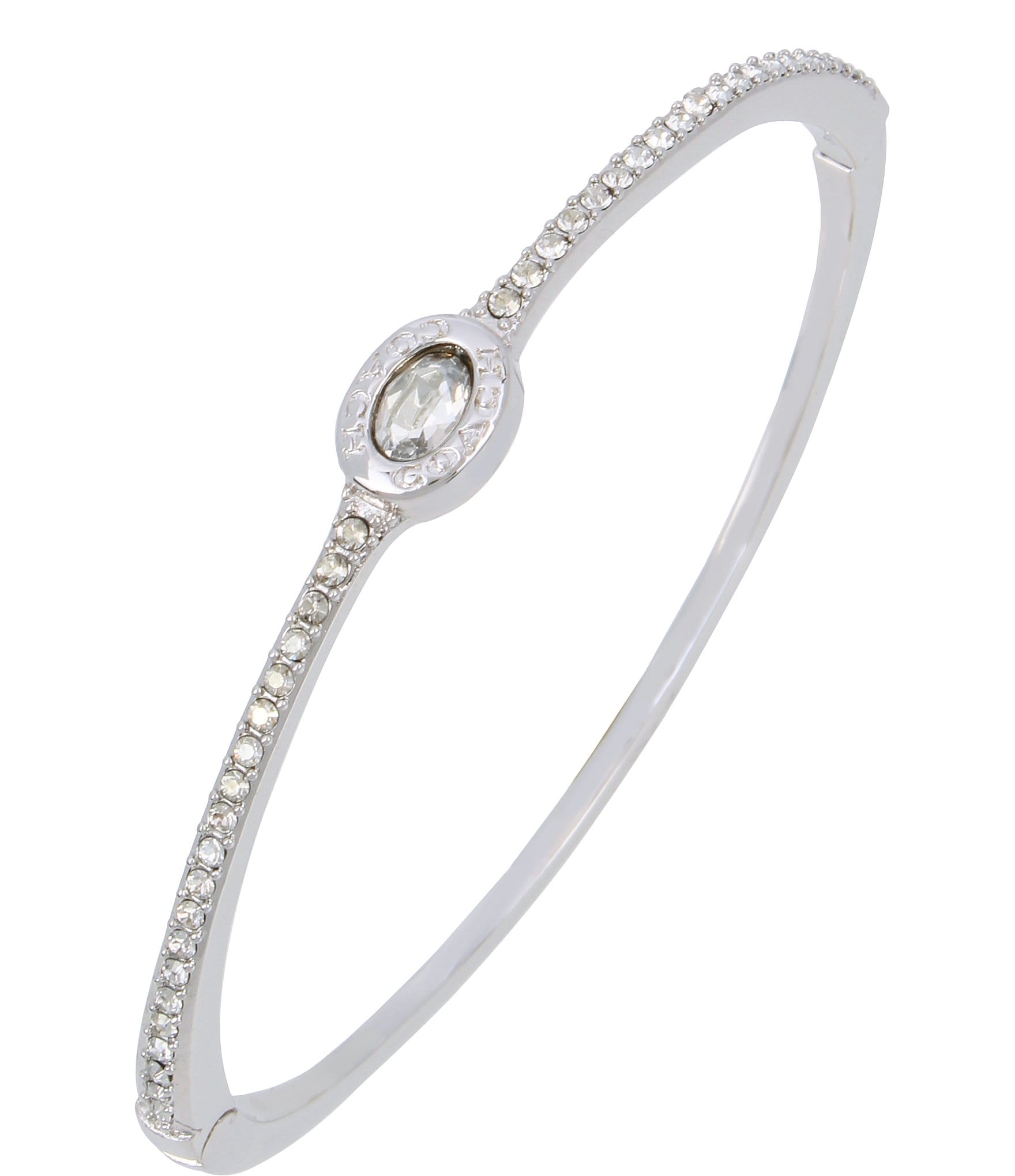 COACH Signature Logo Crystal Delicate Hinged Bangle Bracelet