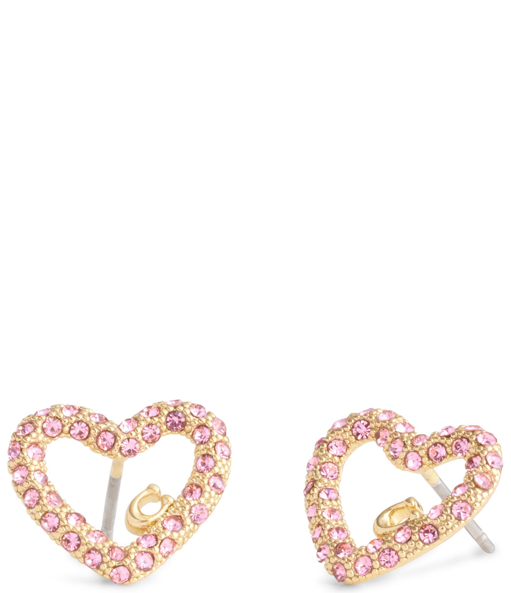 COACH Signature Pav Heart Stud Earrings | Dillard's