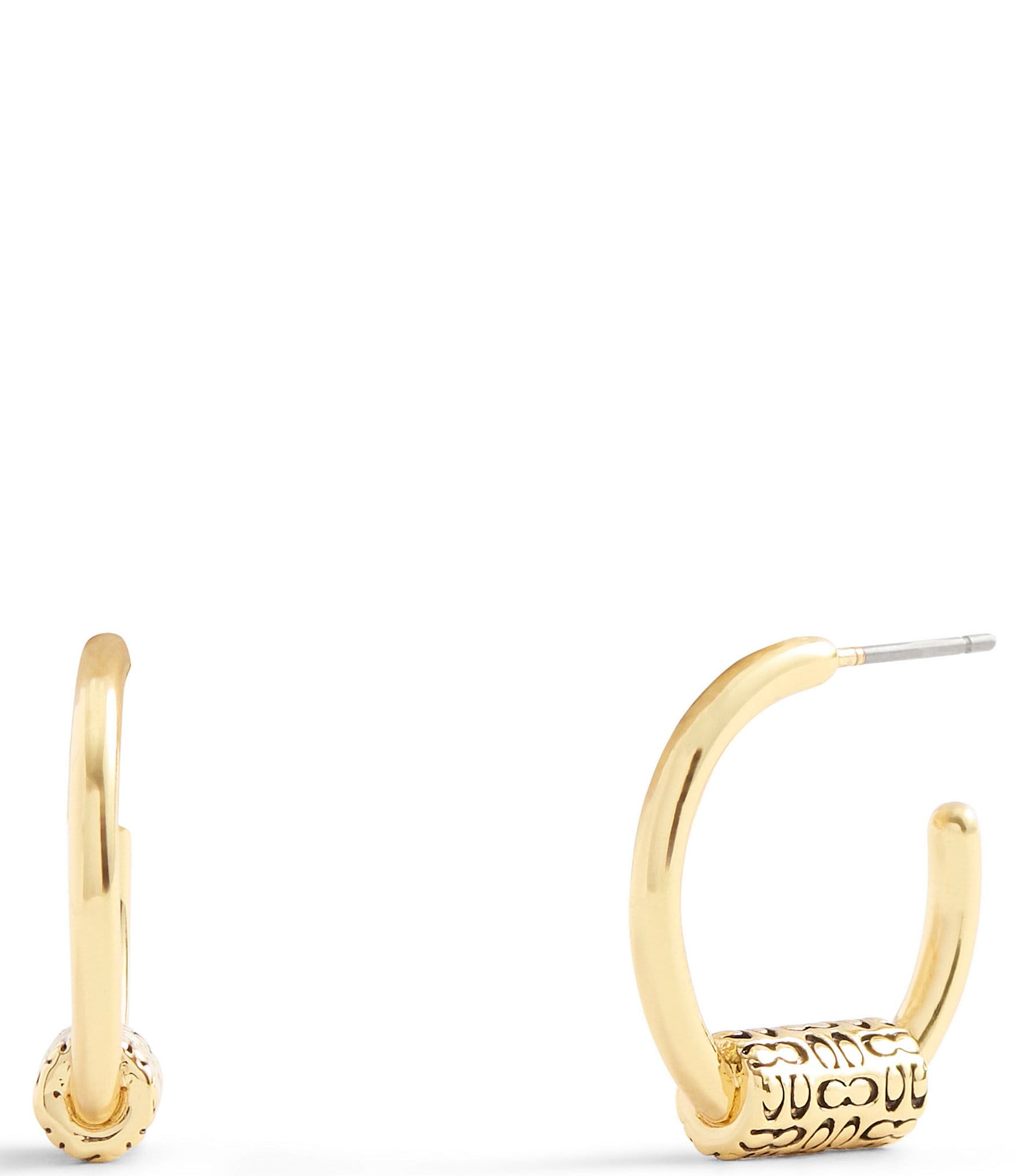Coach Signature C Huggie Hoop Earrings - Gold - One Size Coach