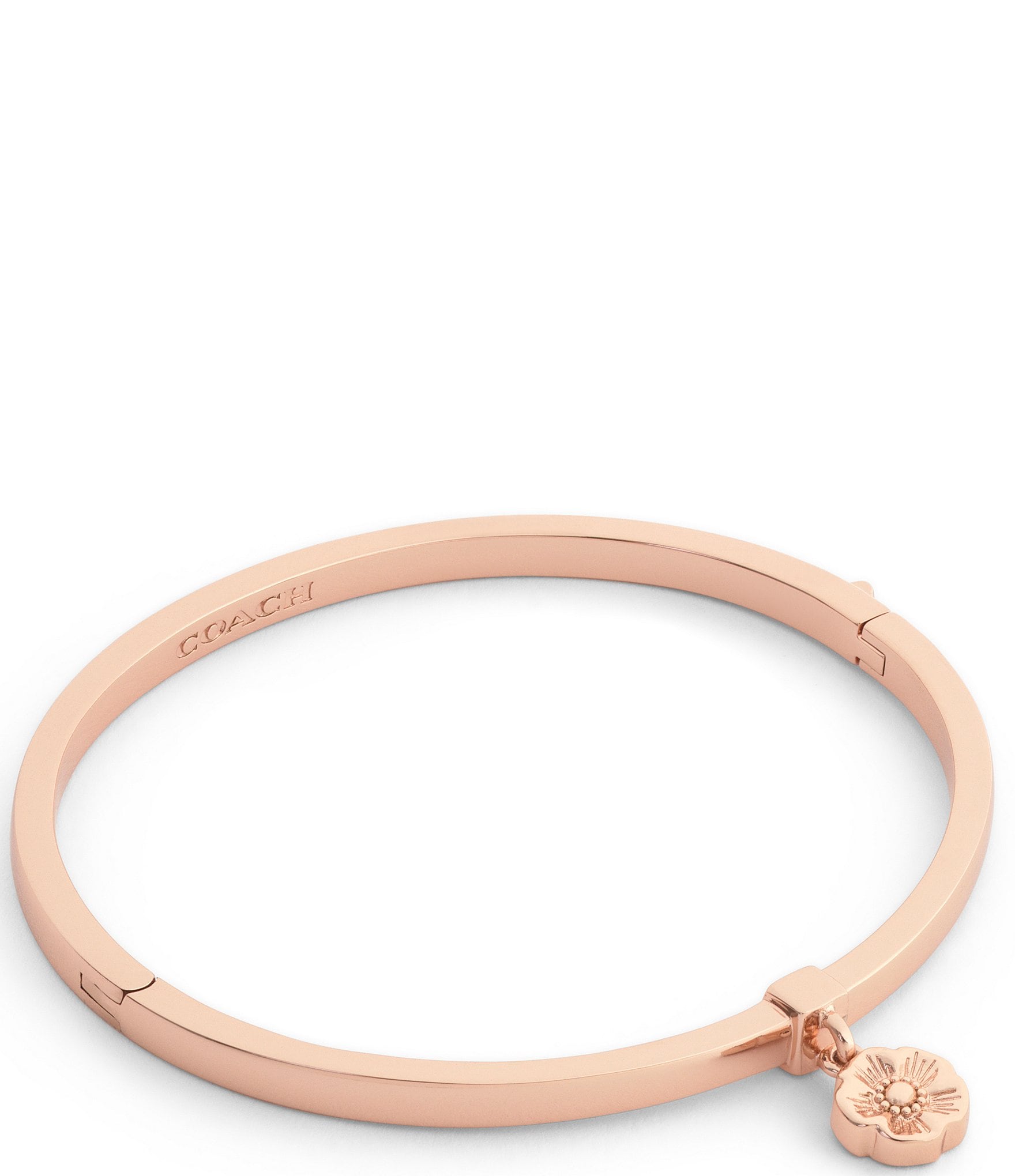 COACH Signature Tea Rose Charm Enamel Bangle Bracelet