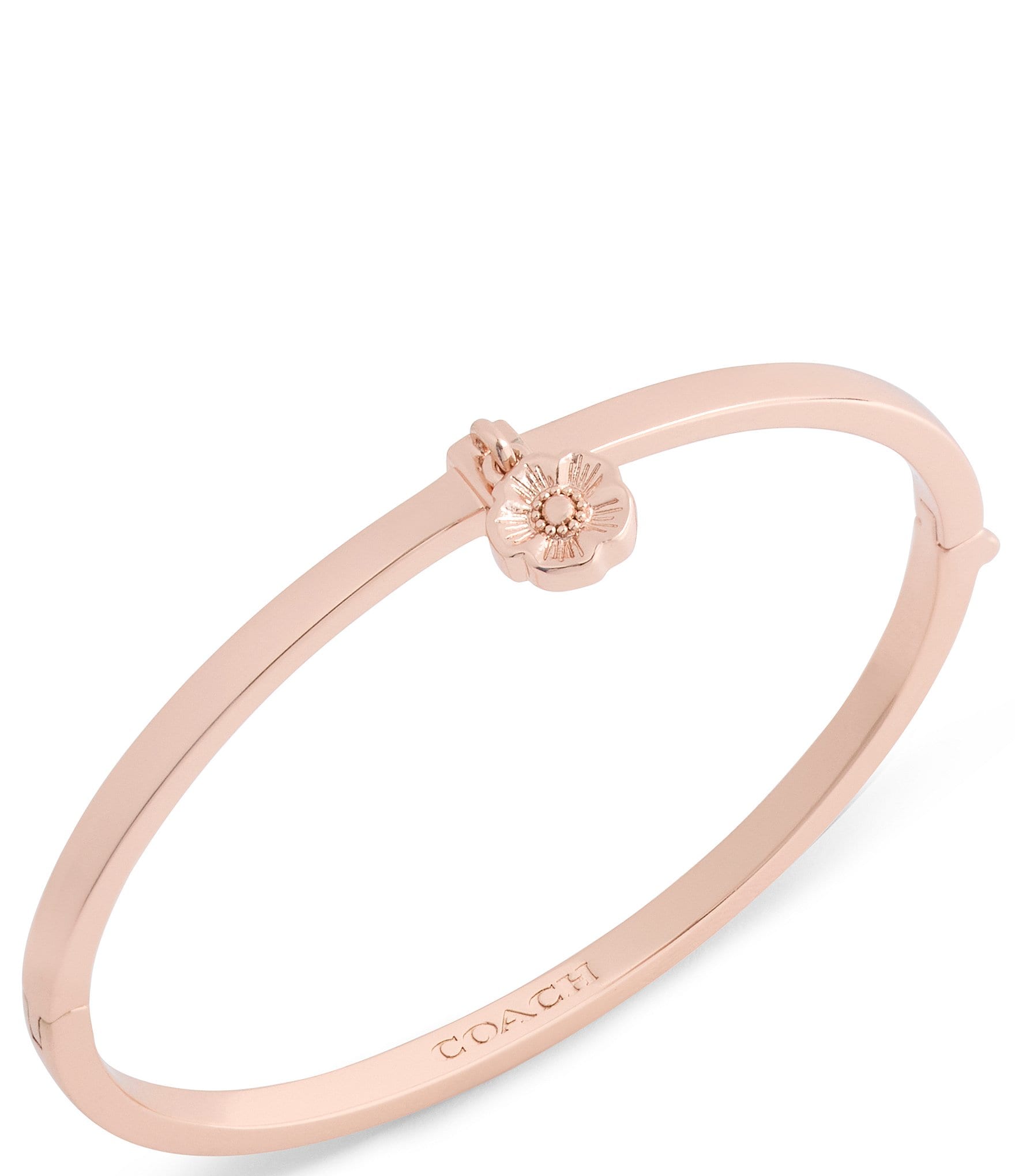 COACH Signature Tea Rose Charm Enamel Bangle Bracelet