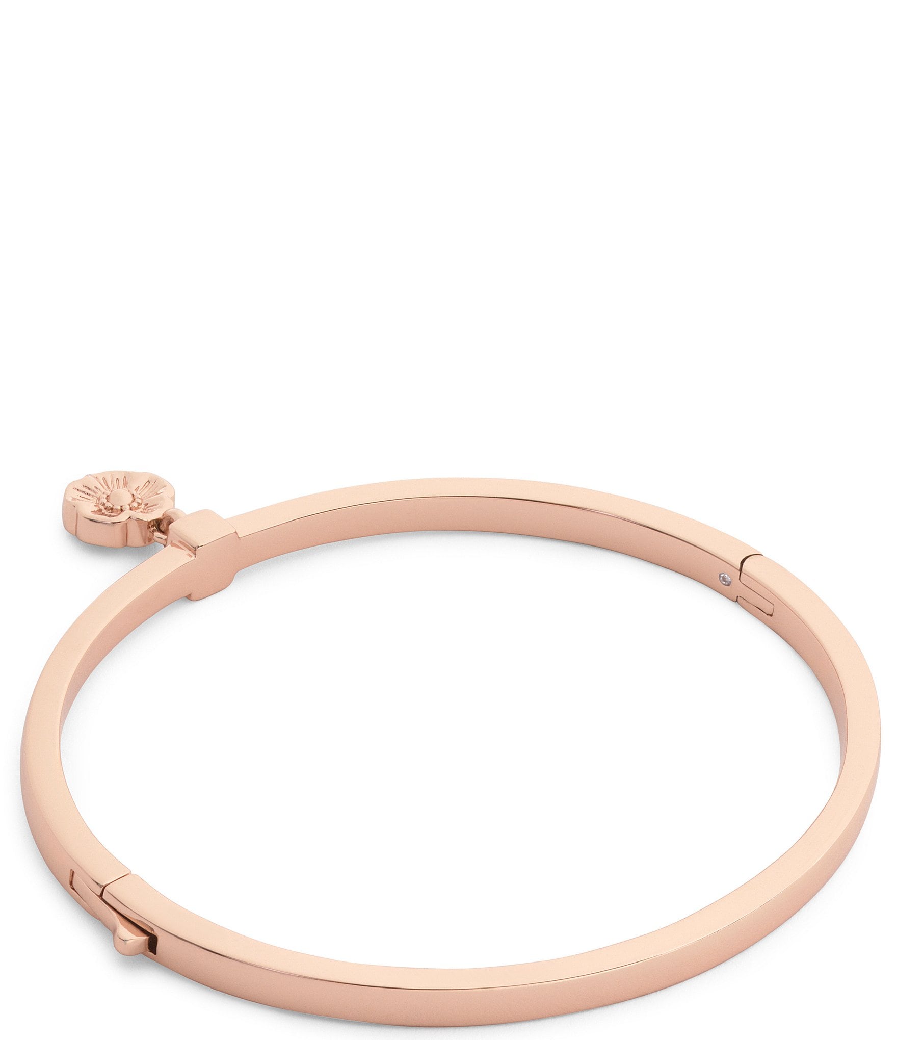 COACH Signature Tea Rose Charm Enamel Bangle Bracelet