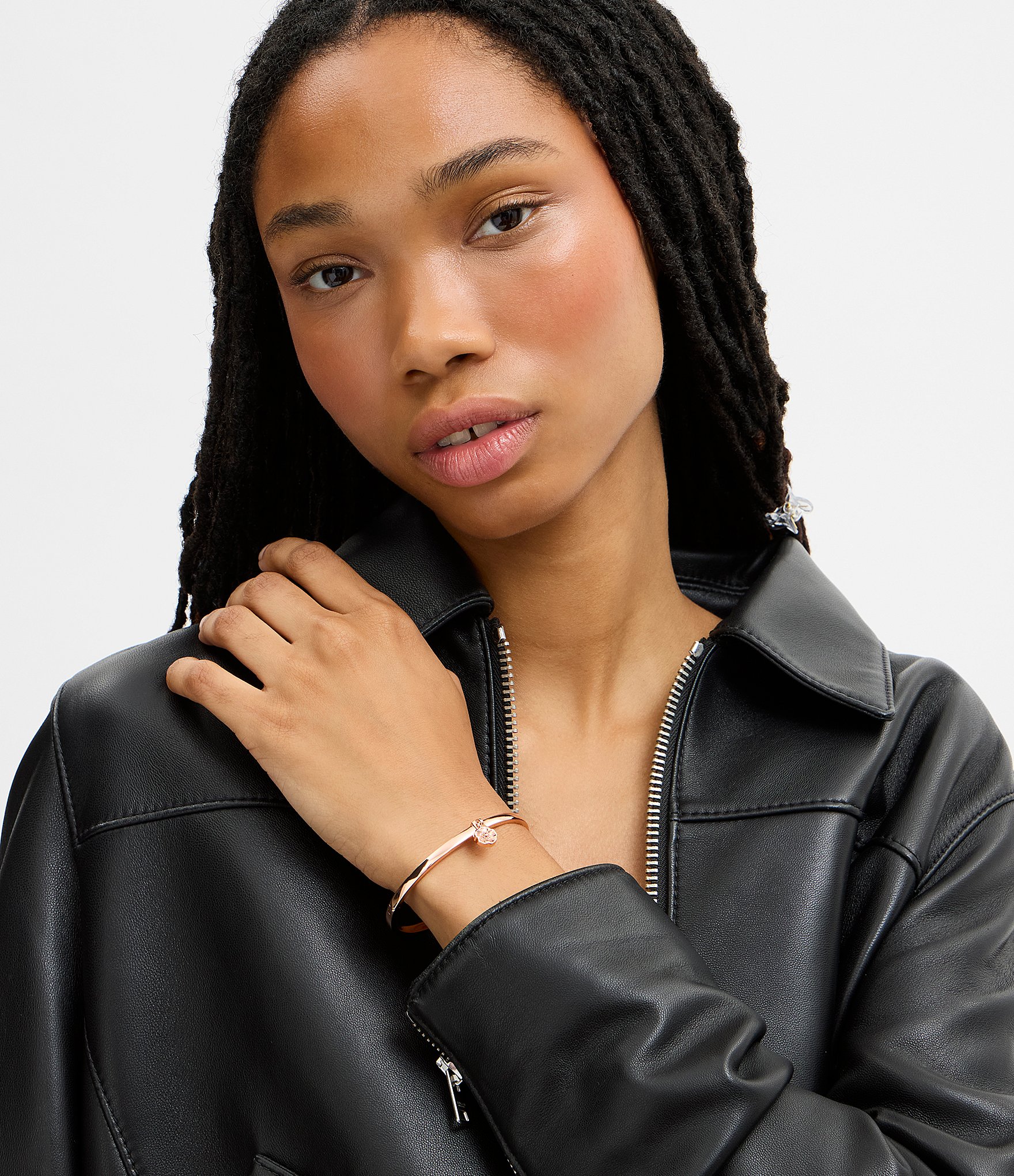 COACH Signature Tea Rose Charm Enamel Bangle Bracelet