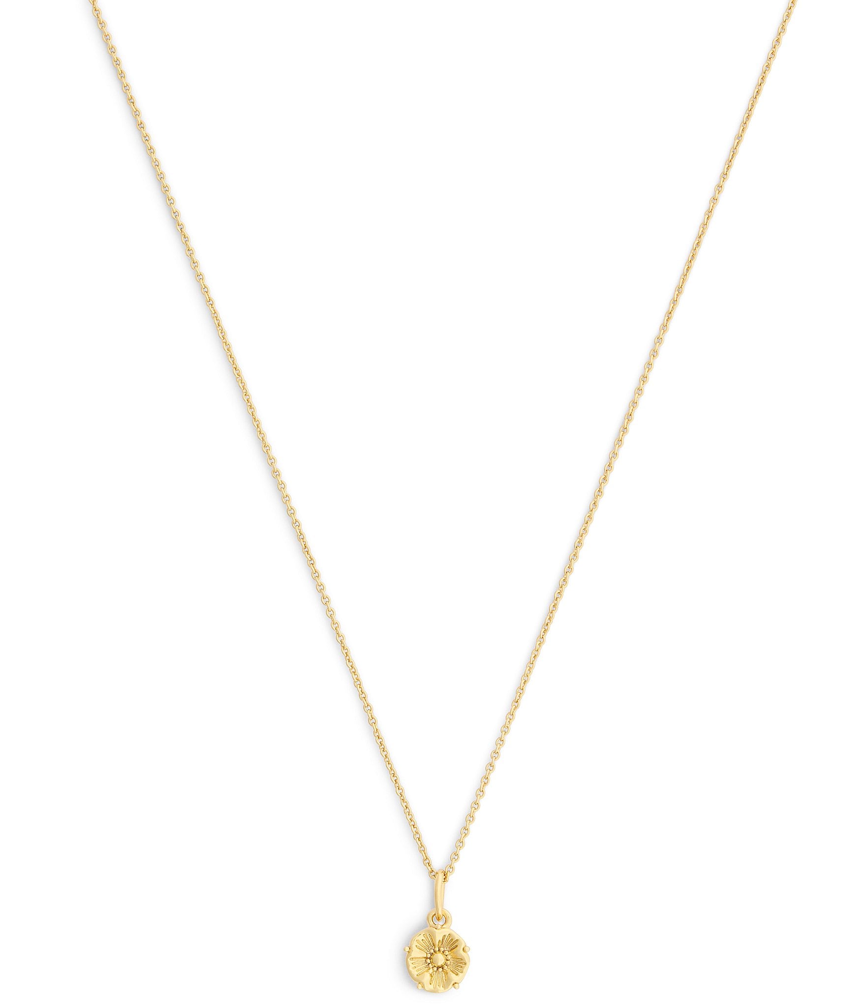 COACH Signature Tea Rose Prong Short Pendant Necklace