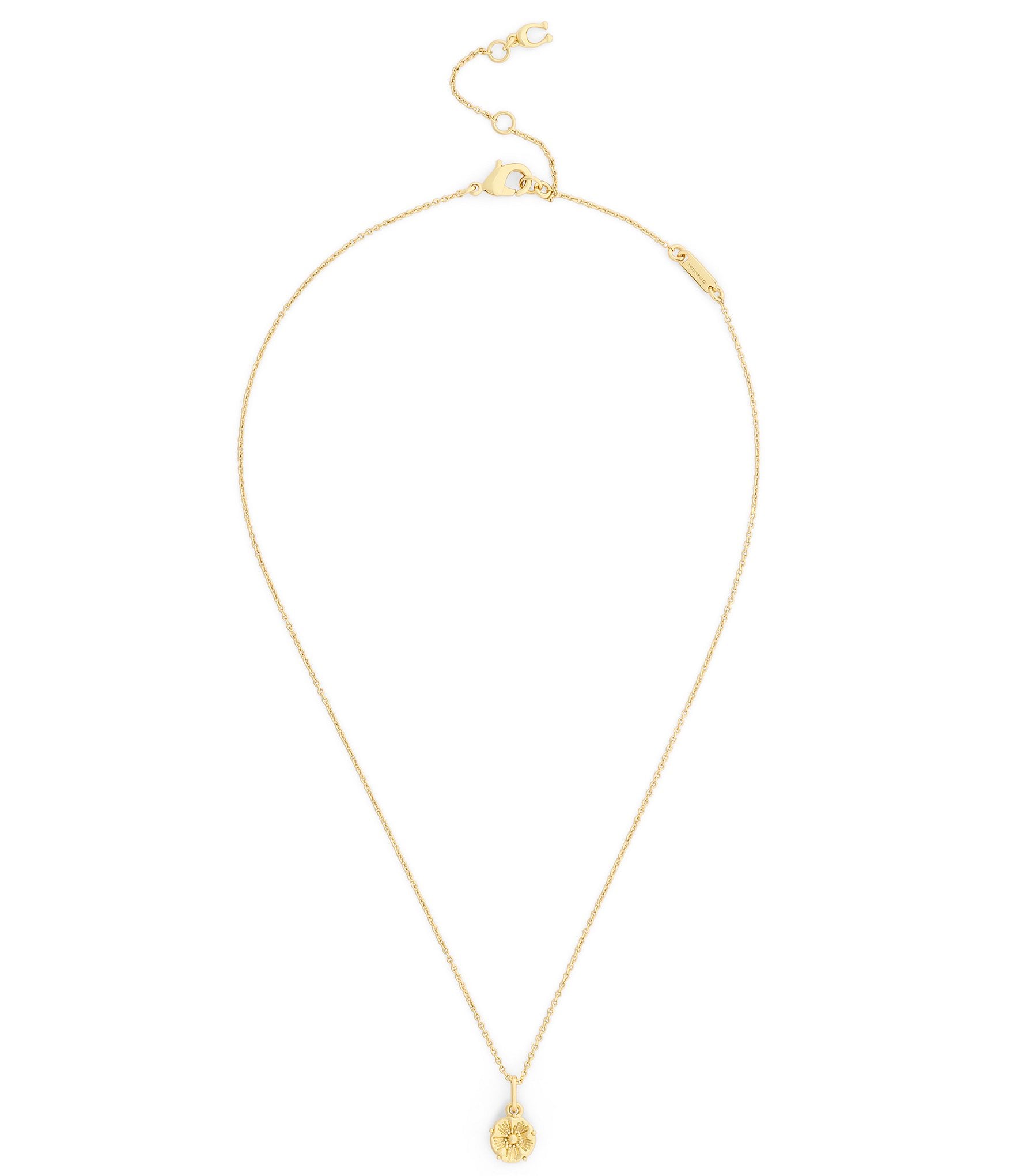 COACH Signature Tea Rose Prong Short Pendant Necklace