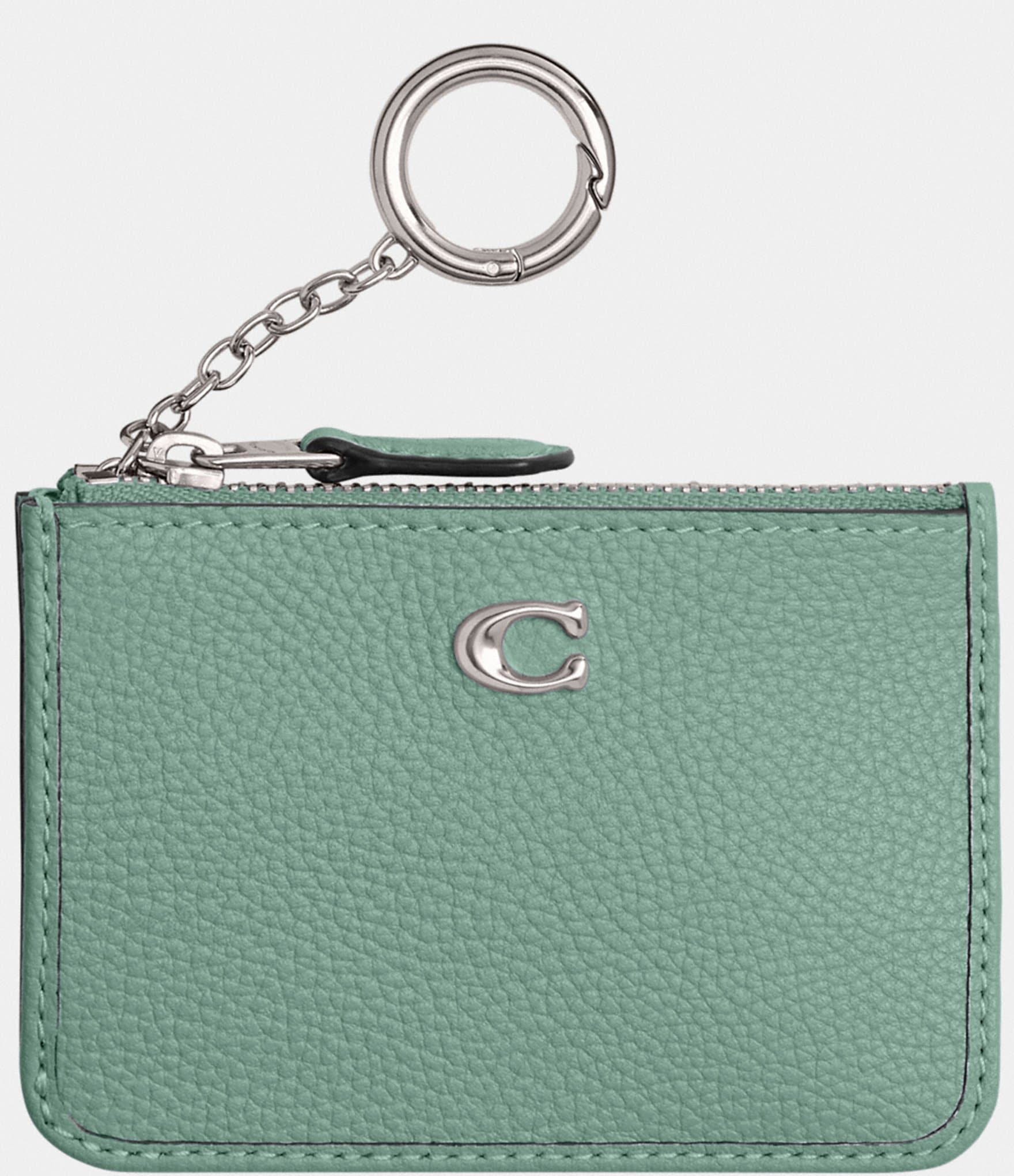 COACH Pebbled Leather Silver Hardware Mini Skinny ID Case