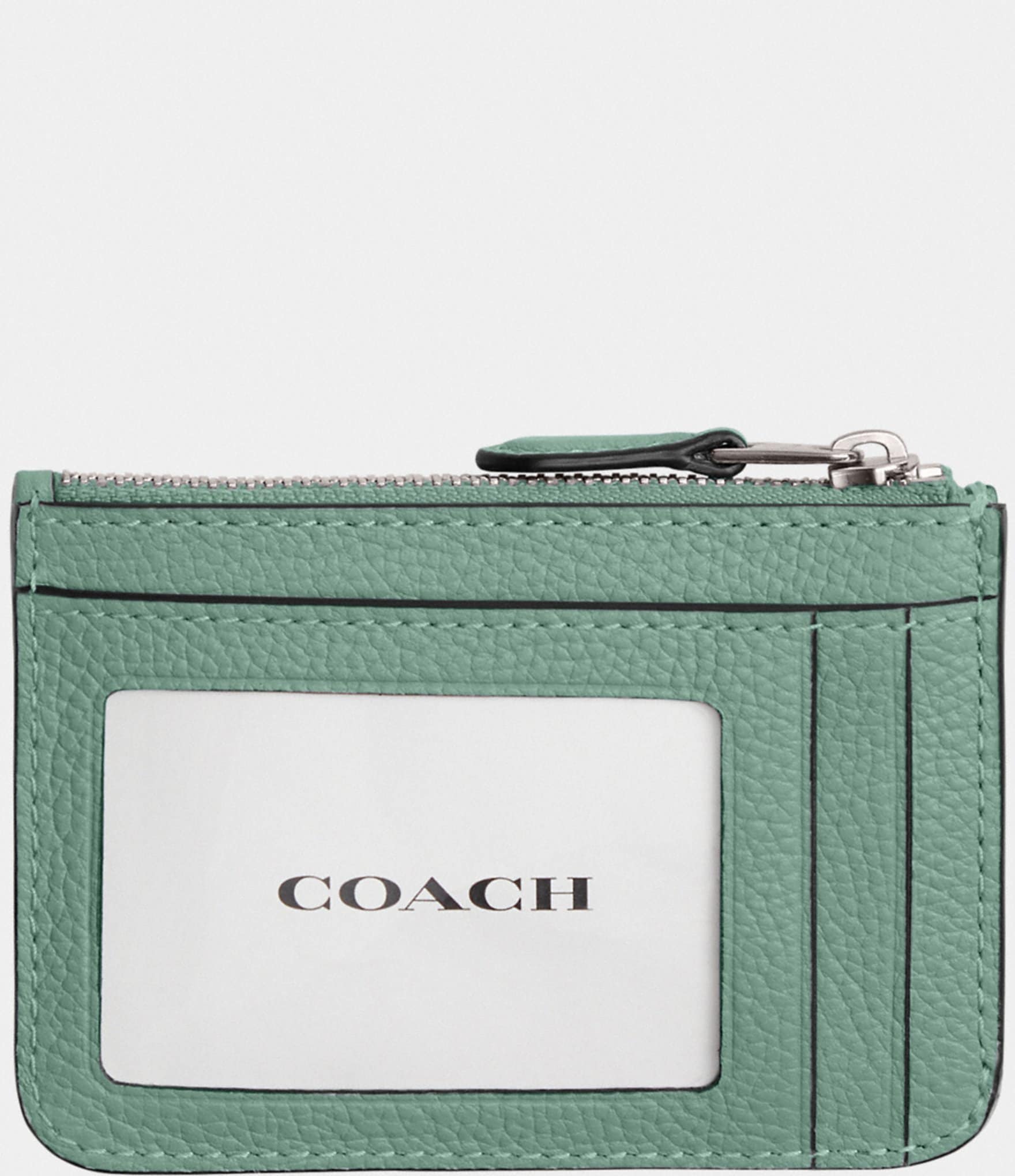 COACH Pebbled Leather Silver Hardware Mini Skinny ID Case