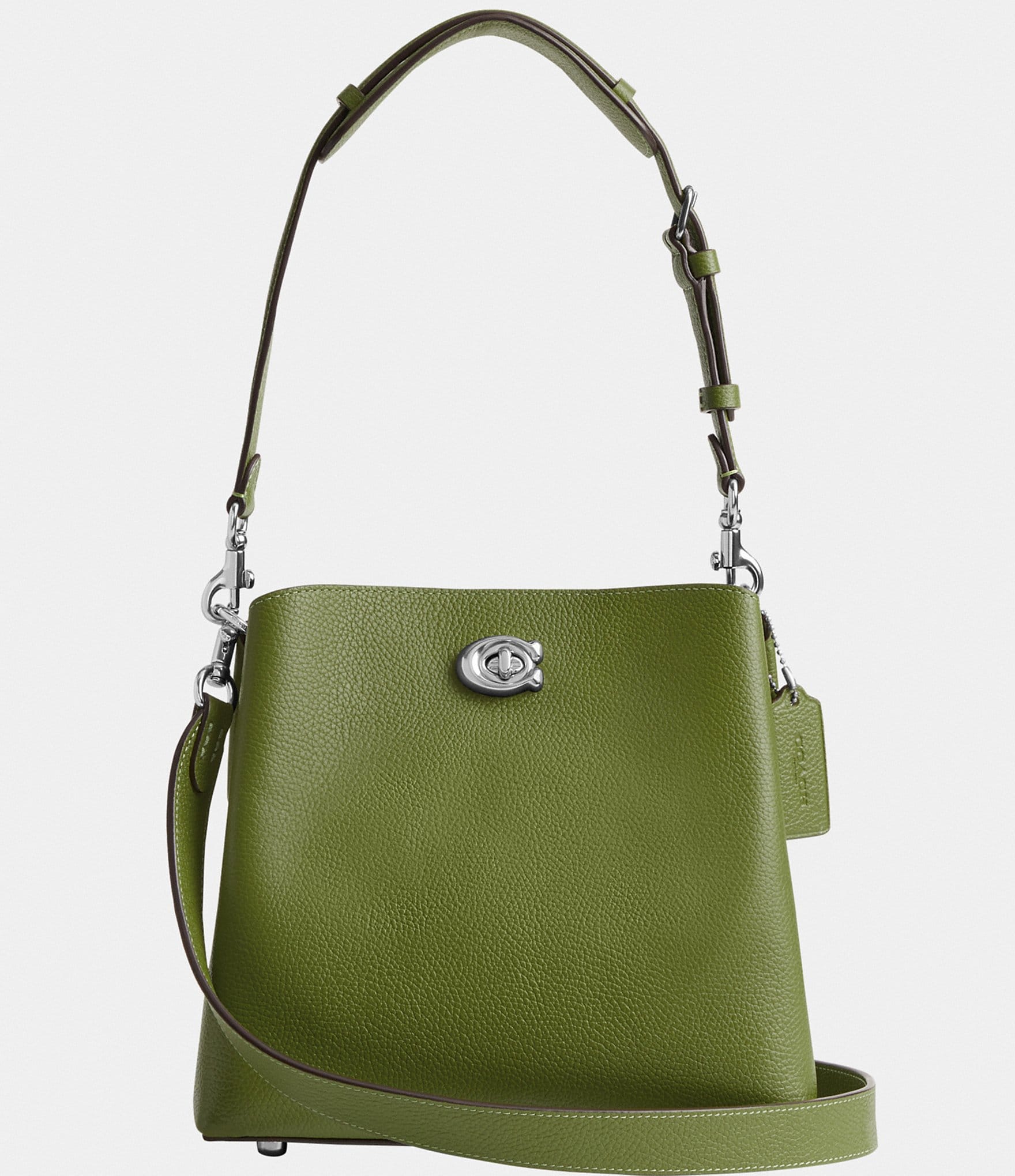 COACH Willow Silver Hardware Pebble Leather Bucket Crossbody Bag