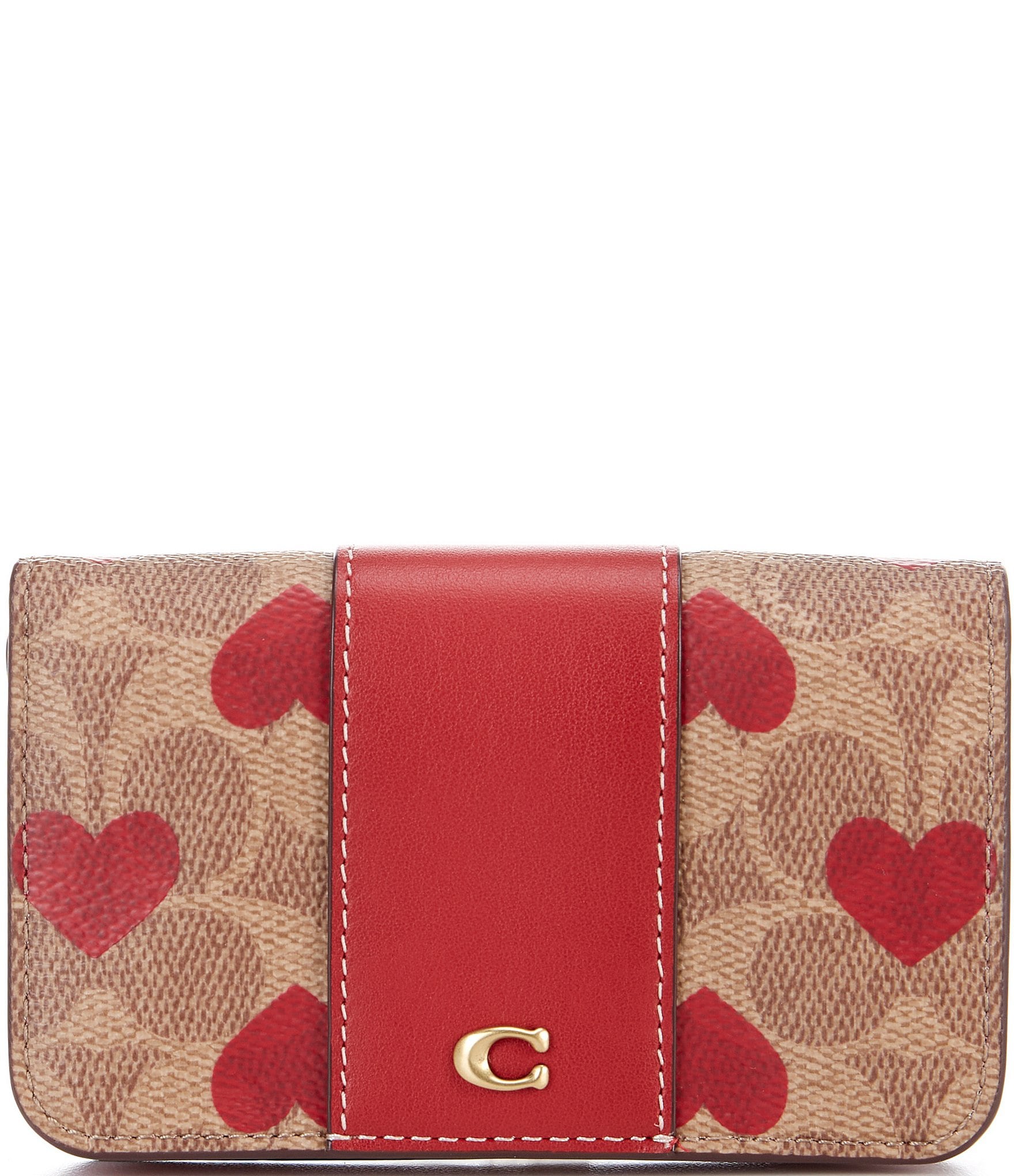 Shop Coach Heart Canvas Leather PVC Clothing Small Wallet Logo