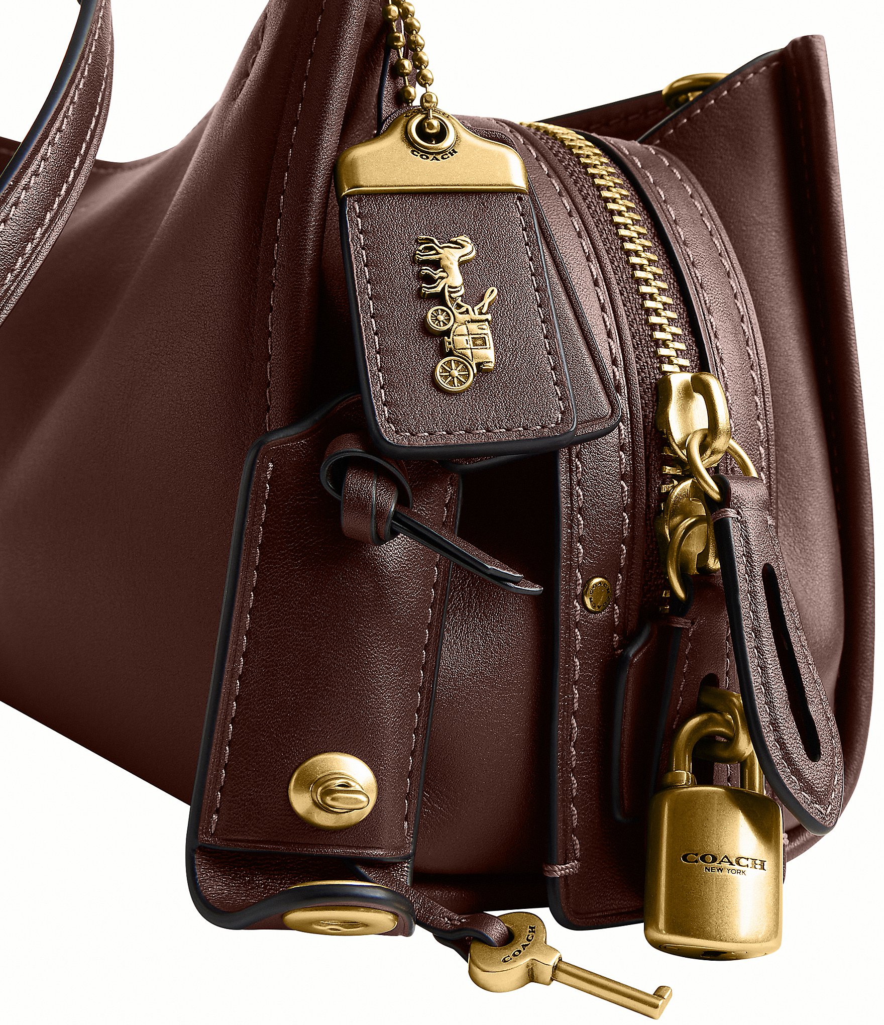 COACH Soft Grain Rogue Leather Shoulder Bag 34