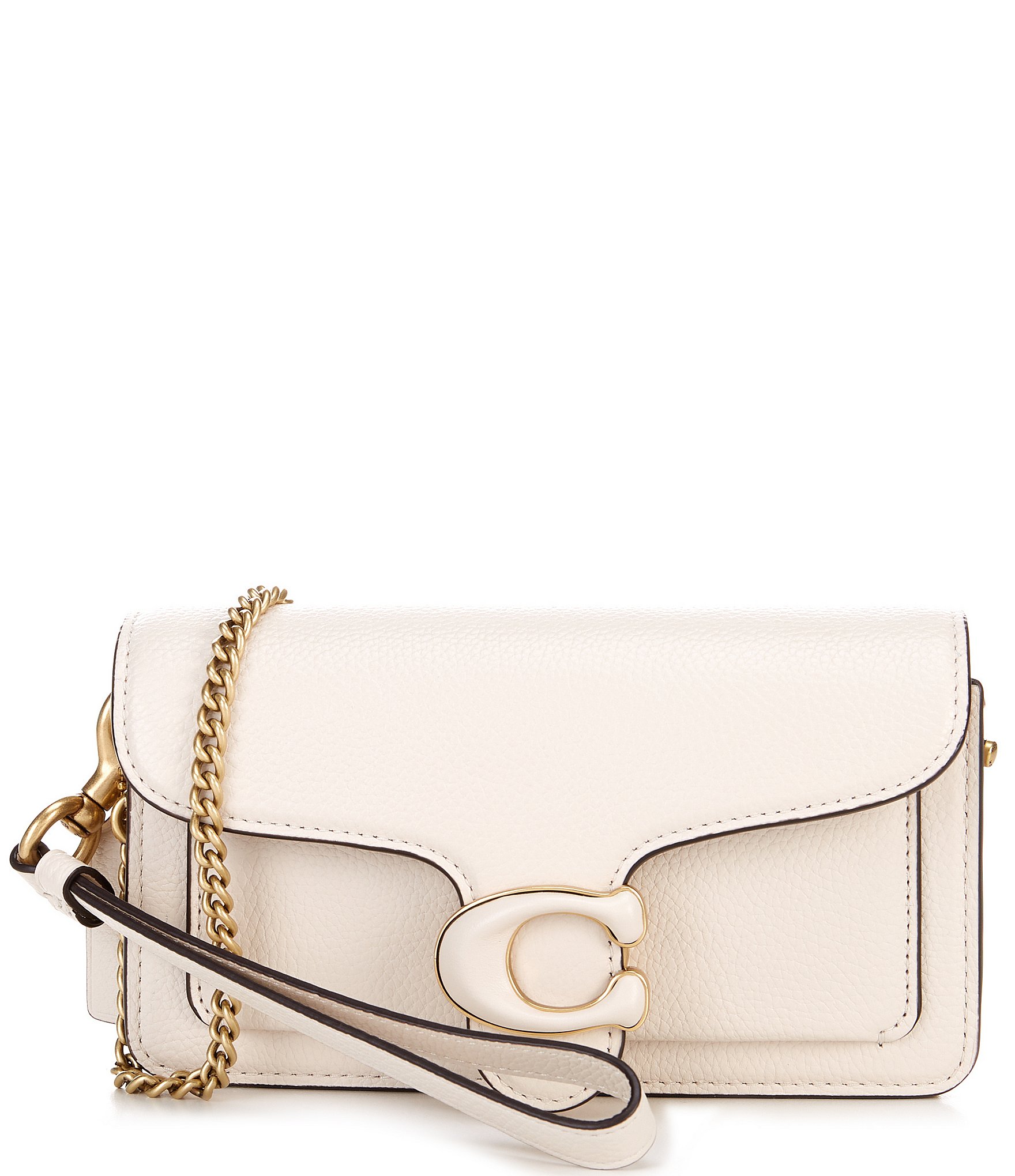 COACH Tabby Solid Polished Pebble Convertible Gold Chain Wristlet Crossbody Bag