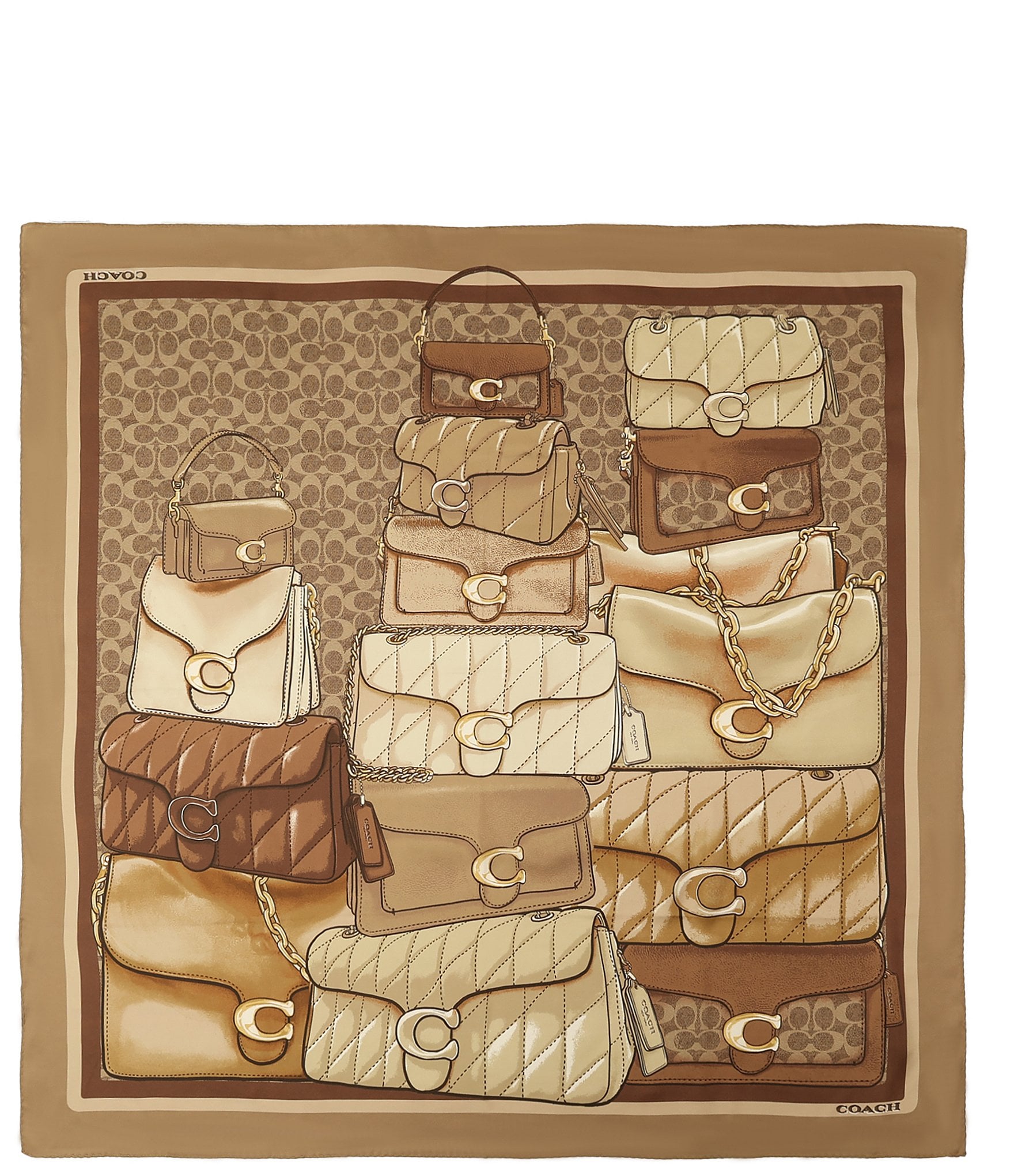 COACH Stacked Tabby Print Woven Silk Square Scarf