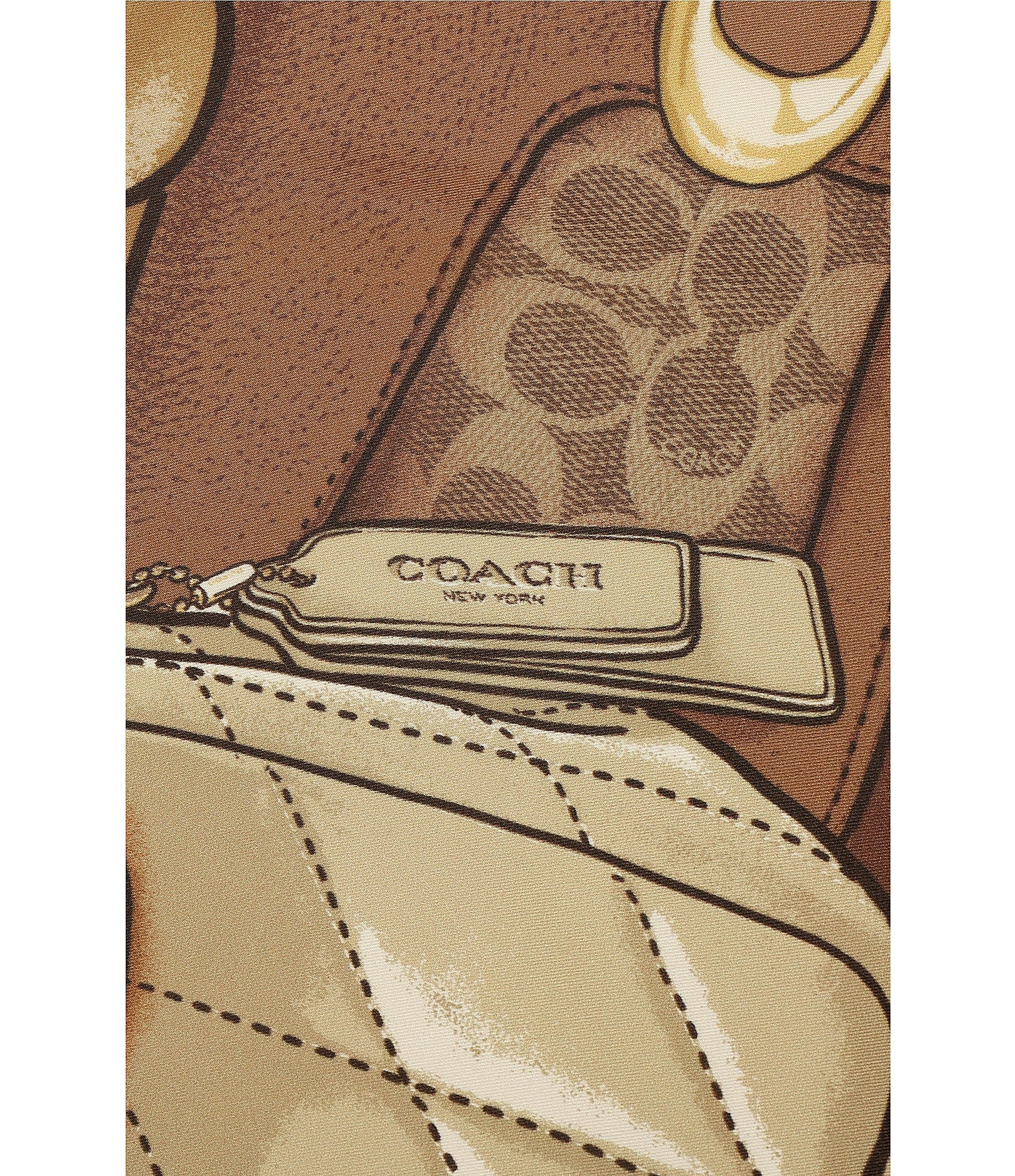 COACH Stacked Tabby Print Woven Silk Square Scarf