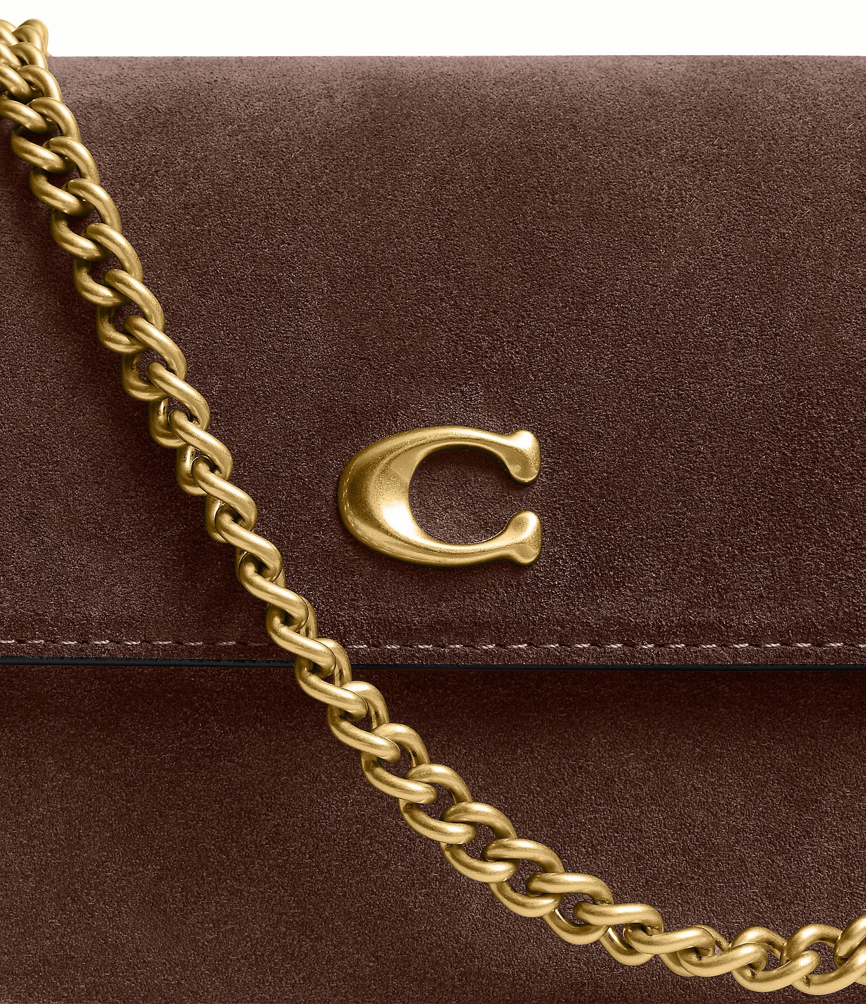 COACH Suede Brook Flap Chain Bag