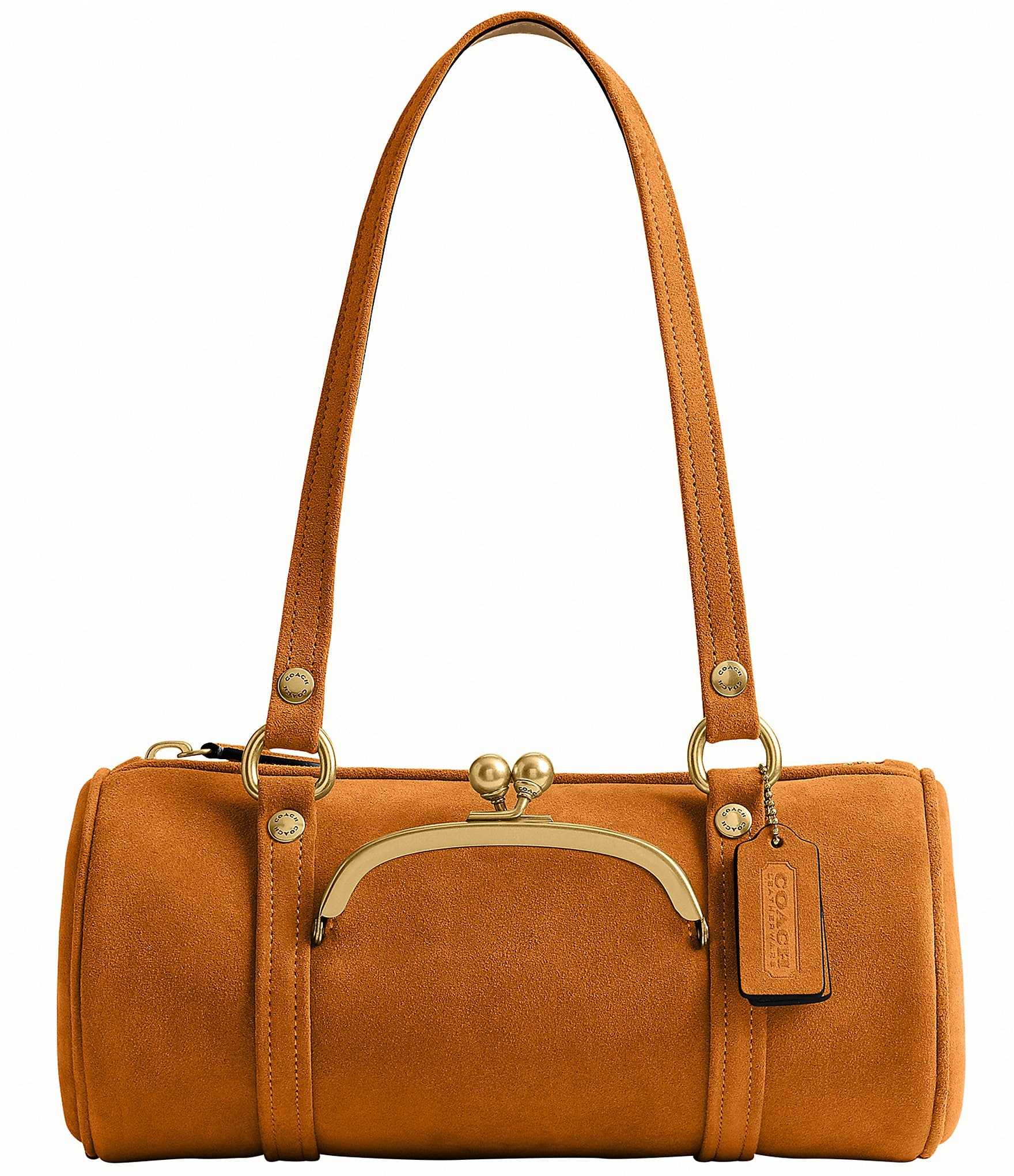 COACH The Coach Originals Kiss Lock 28 Suede Barrel Shoulder Bag