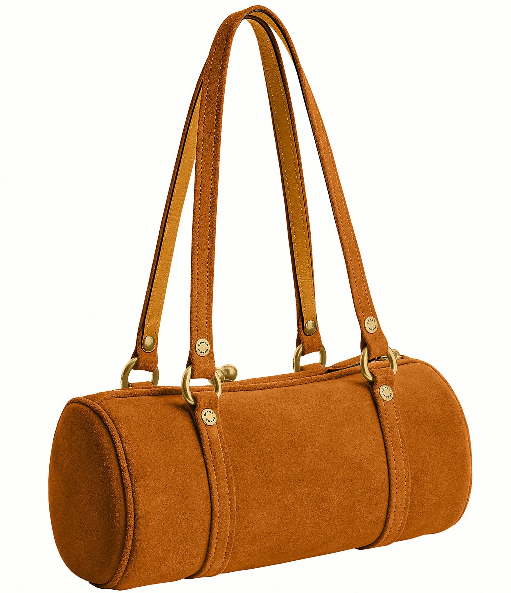 COACH The Coach Originals Kiss Lock 28 Suede Barrel Shoulder Bag