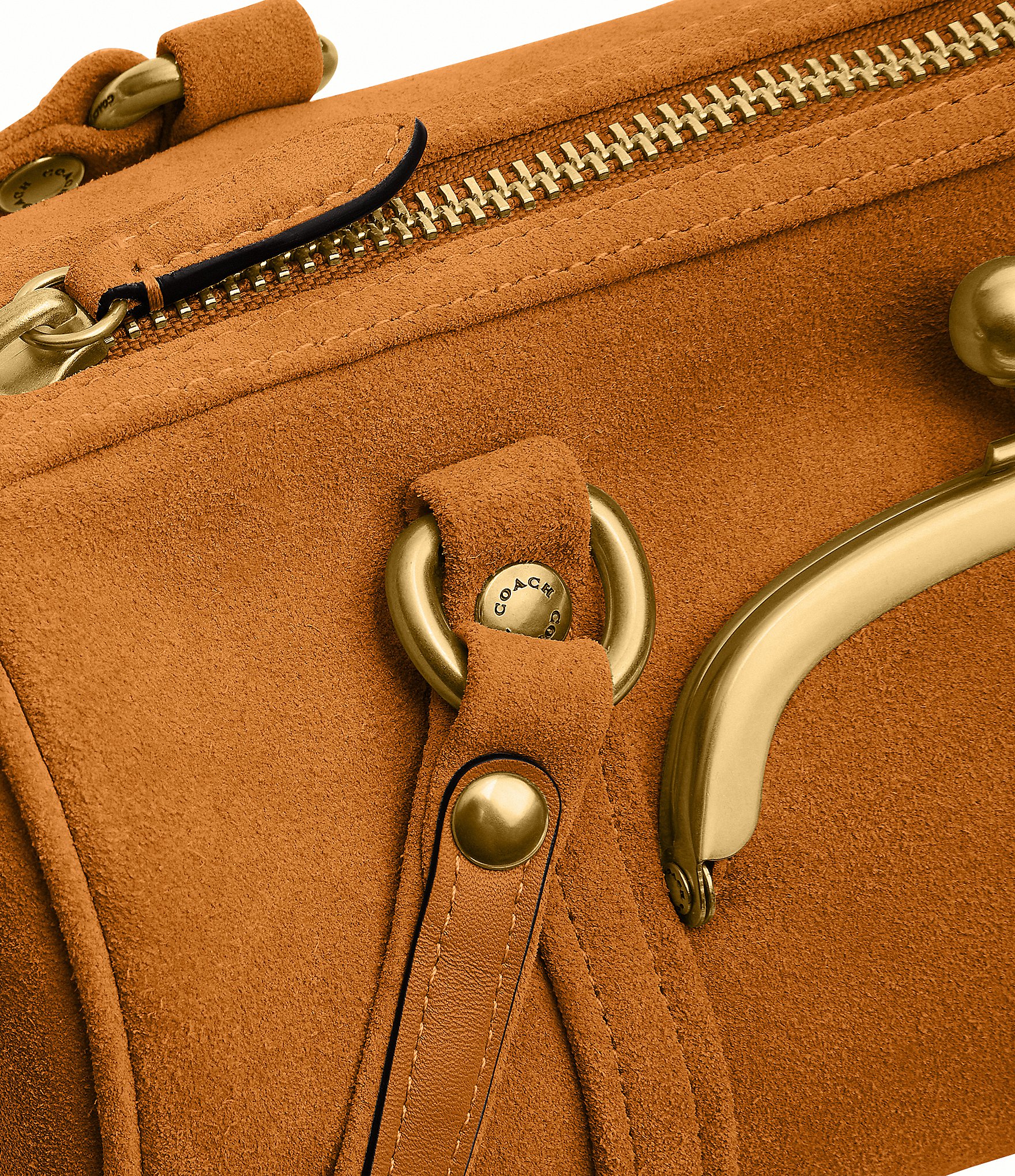 COACH The Coach Originals Kiss Lock 28 Suede Barrel Shoulder Bag