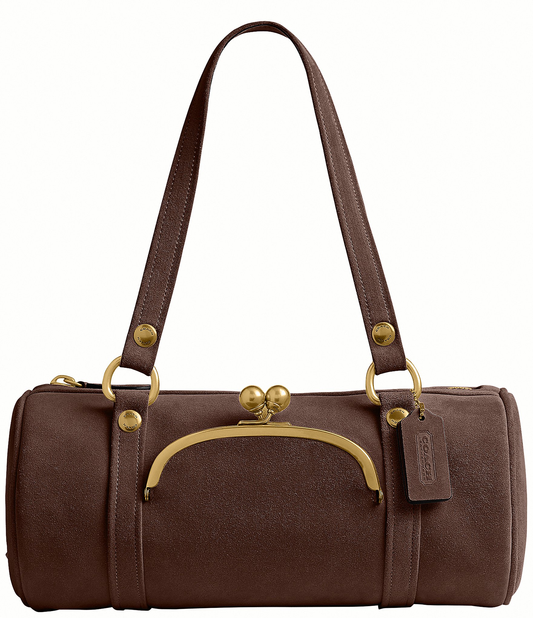 COACH The Coach Originals Suede Kisslock Barrel Bag