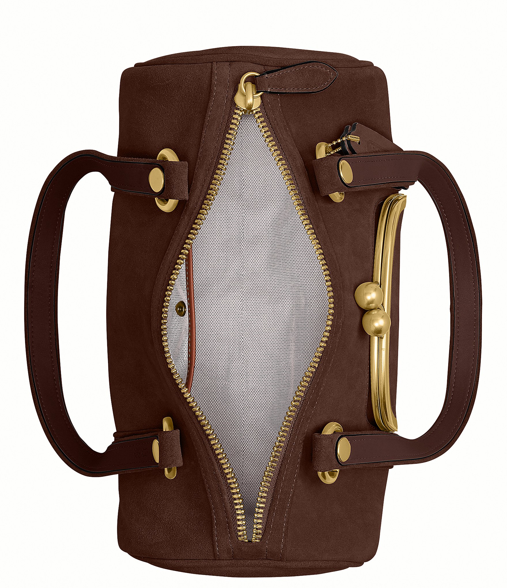 COACH The Coach Originals Suede Kisslock Barrel Bag