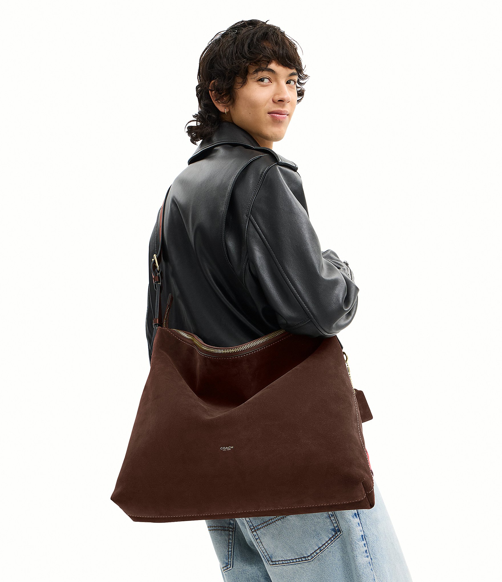 COACH Suede Mott Slouchy Messenger Bag