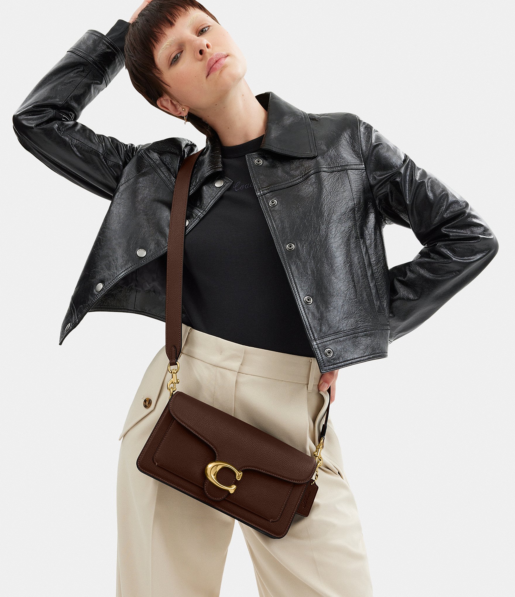 COACH Tabby 26 Pebble Leather Gold Tone Shoulder Crossbody Bag