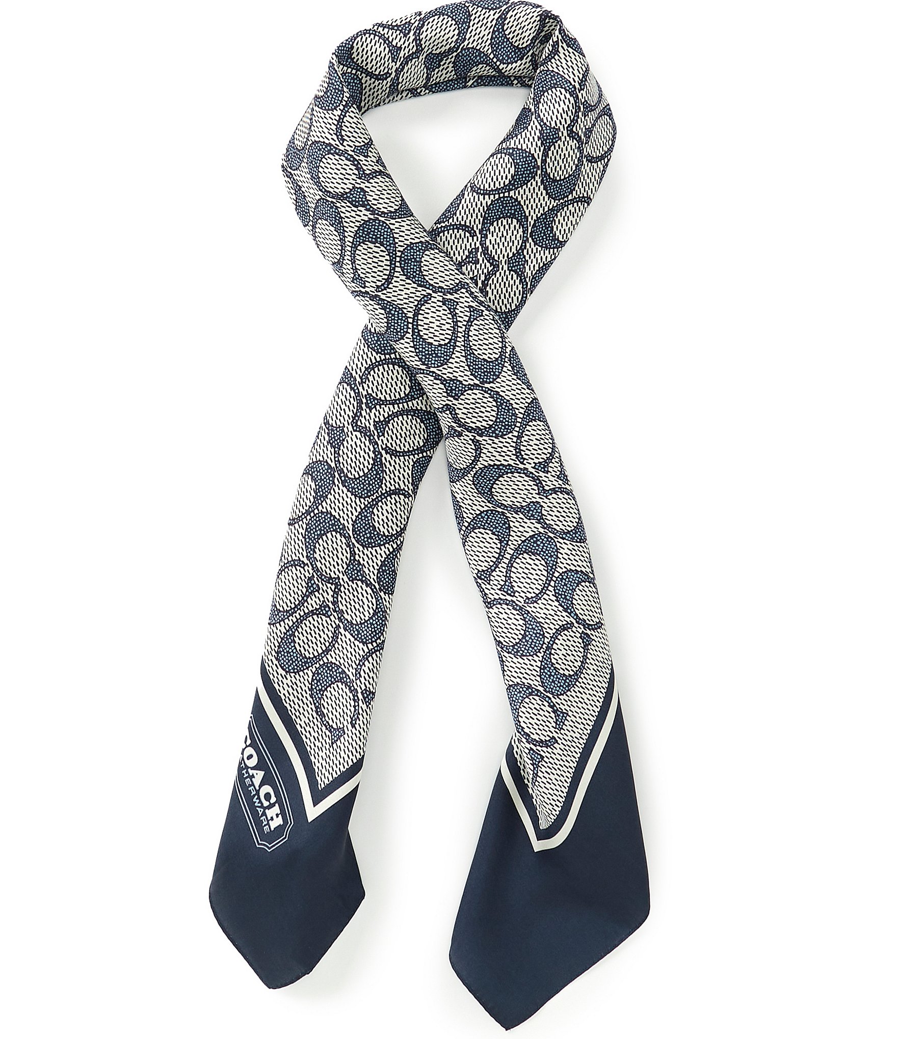 COACH Textured Signature C Print Silk Square Scarf