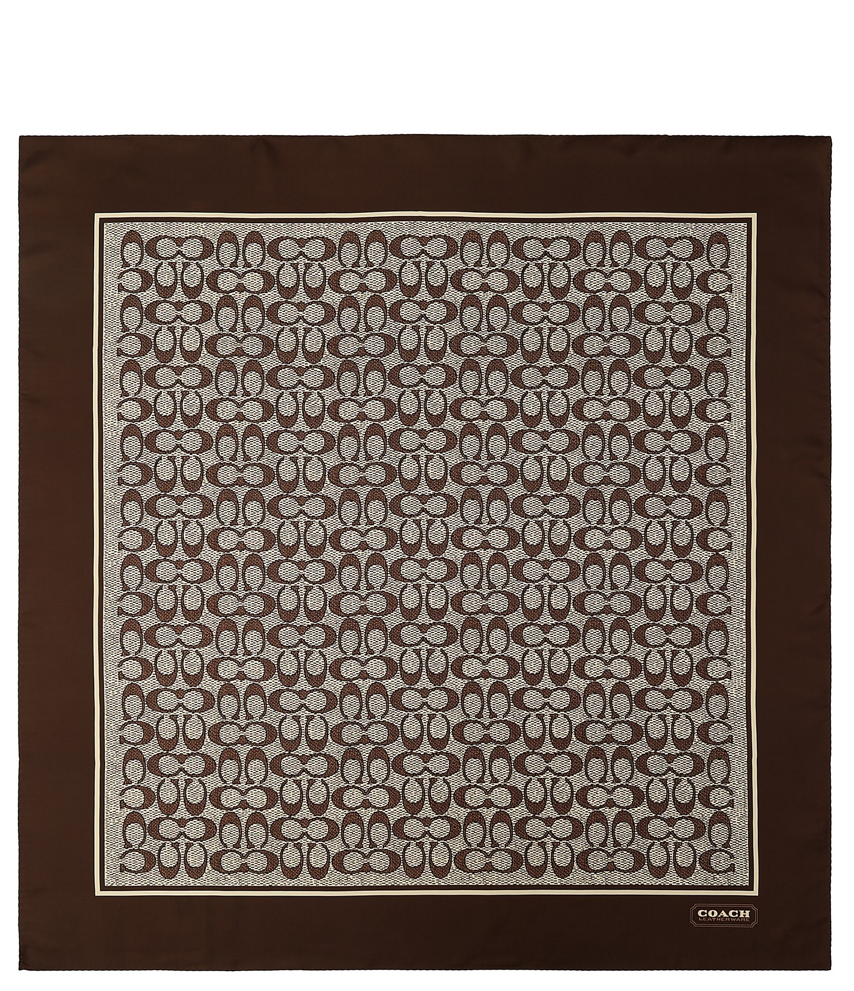 COACH Textured Signature C Printed Woven Silk Square Scarf