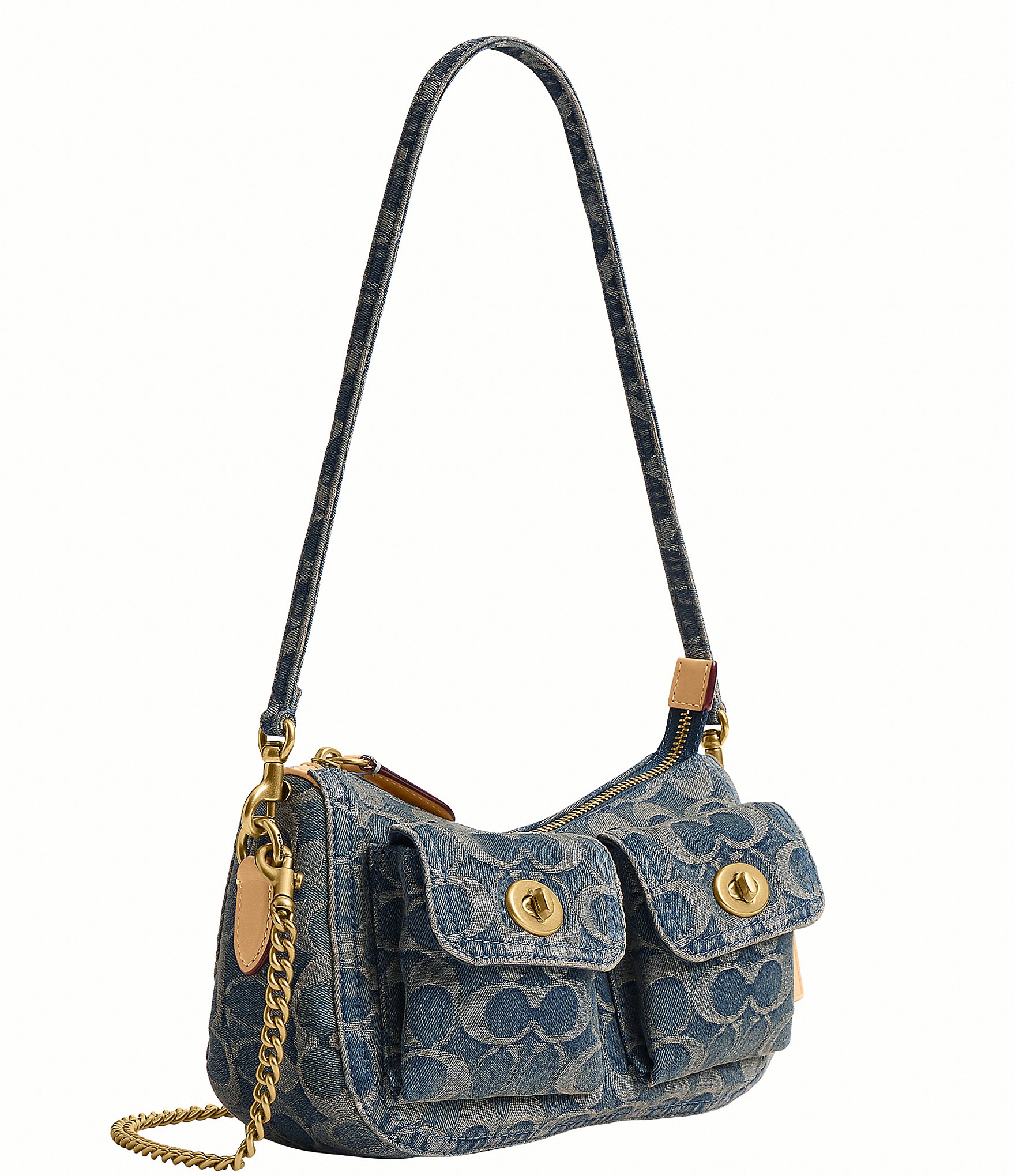 COACH Waverly Loved Denim Twin Turnlock Shoulder Bag