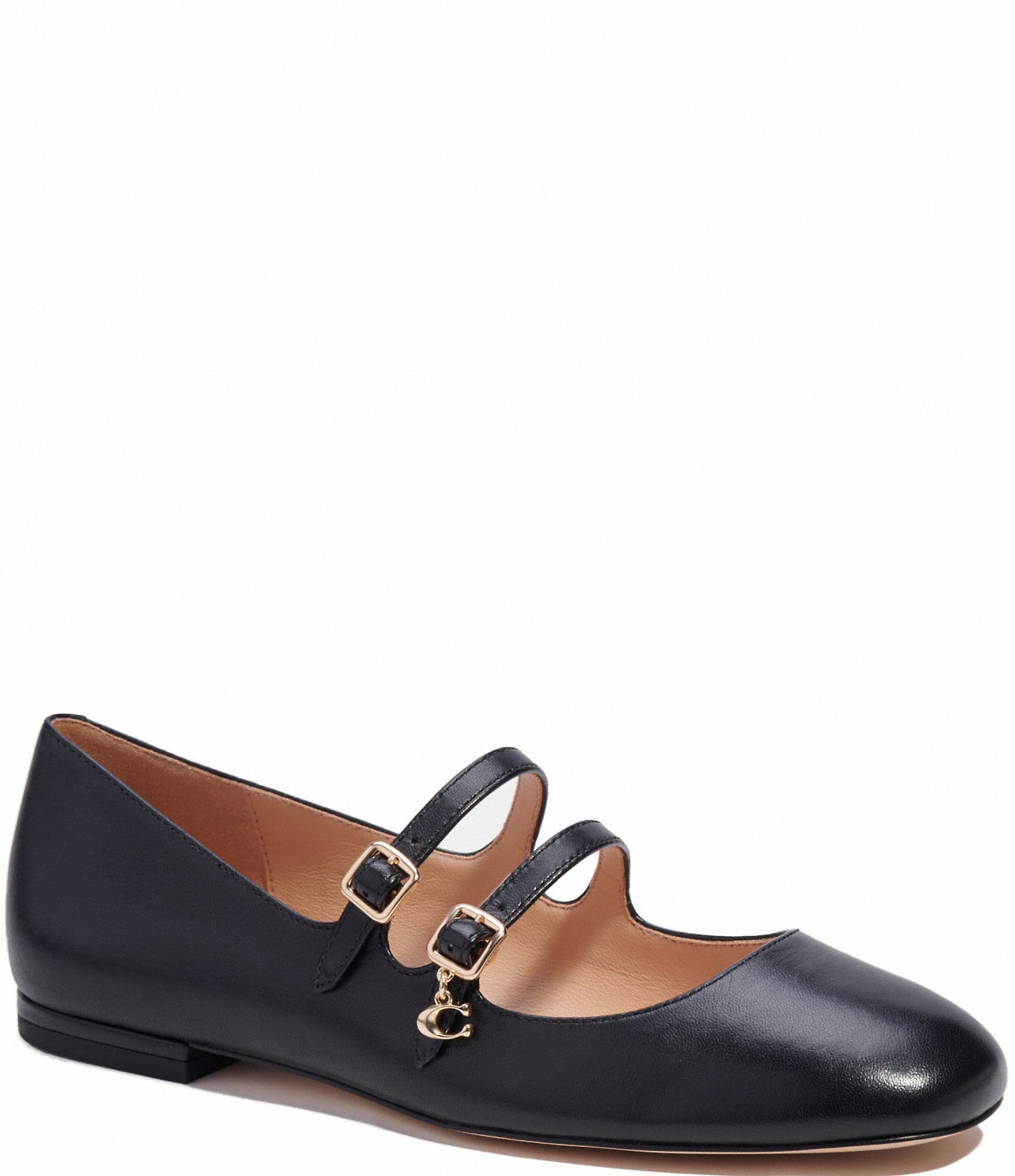 COACH Whitley Leather Double Strap Mary Jane Flats | Dillard's