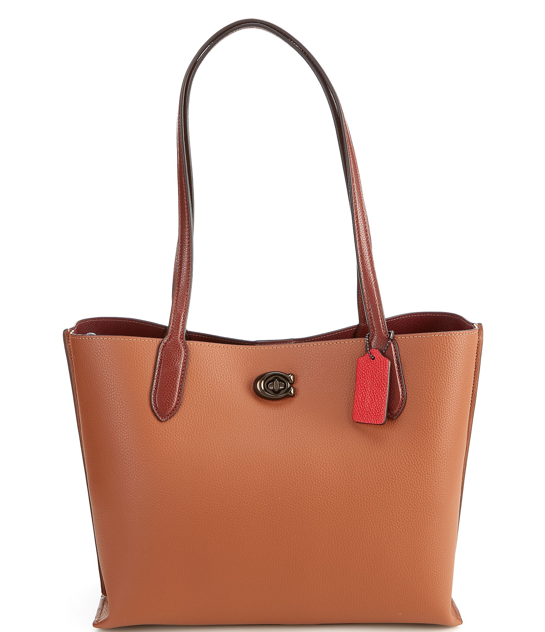 COACH Willow Pebble Leather and Signature Interior Tote Bag | Dillard's