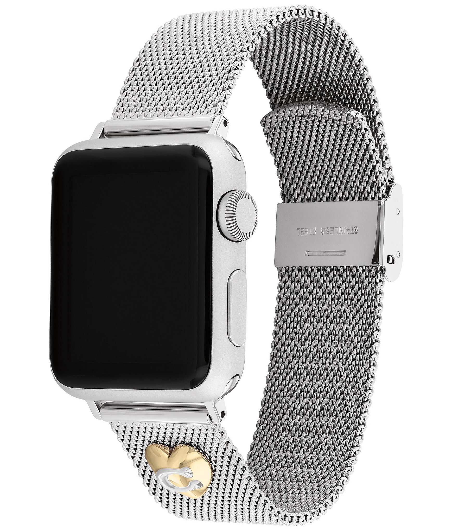 COACH Women's 38/40/41 Stainless Steel Heart Mesh Bracelet Strap for Apple Watch