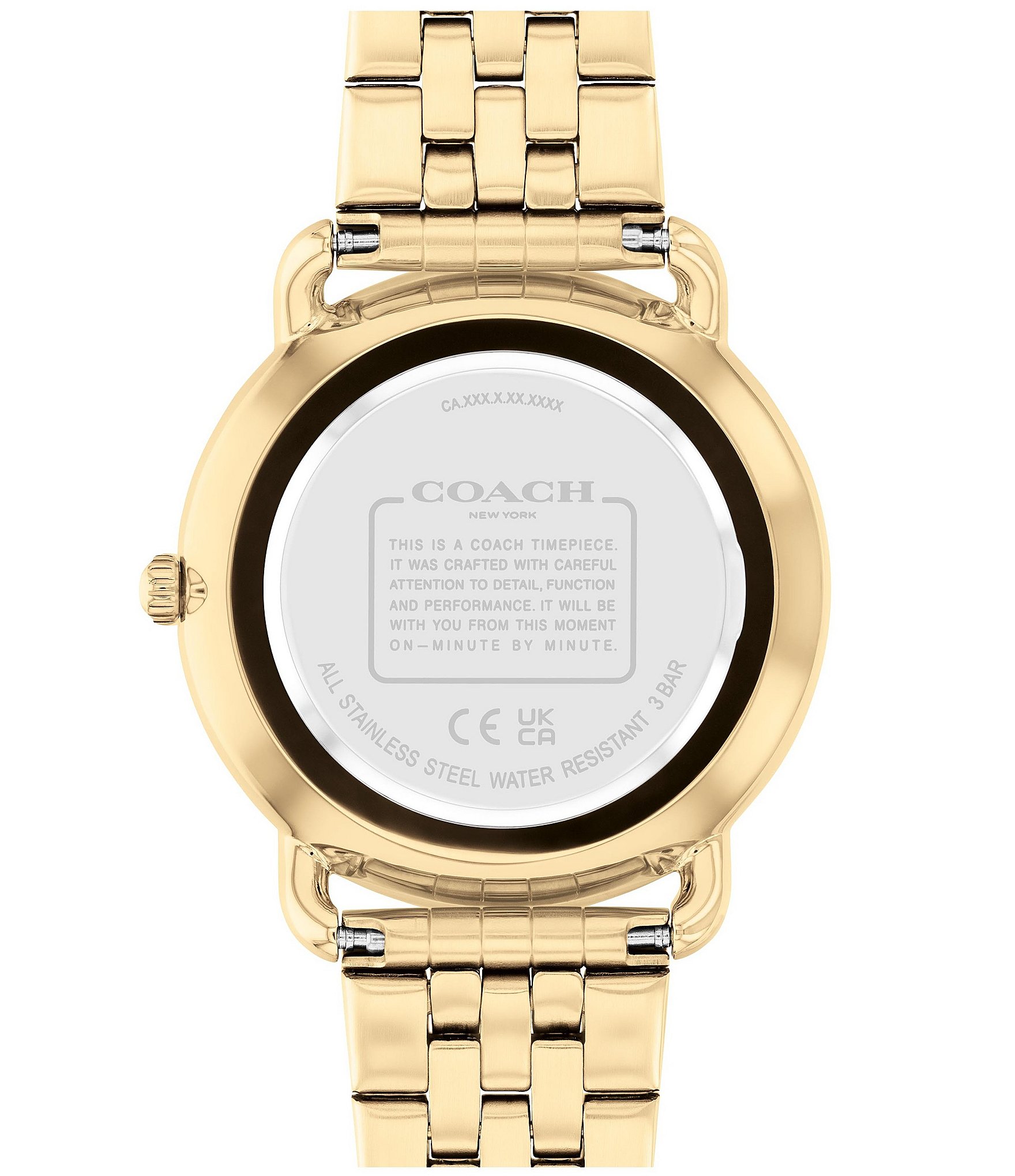 COACH Women's Black Dial Elliot Quartz Analog Gold Tone Stainless Steel Bracelet Watch