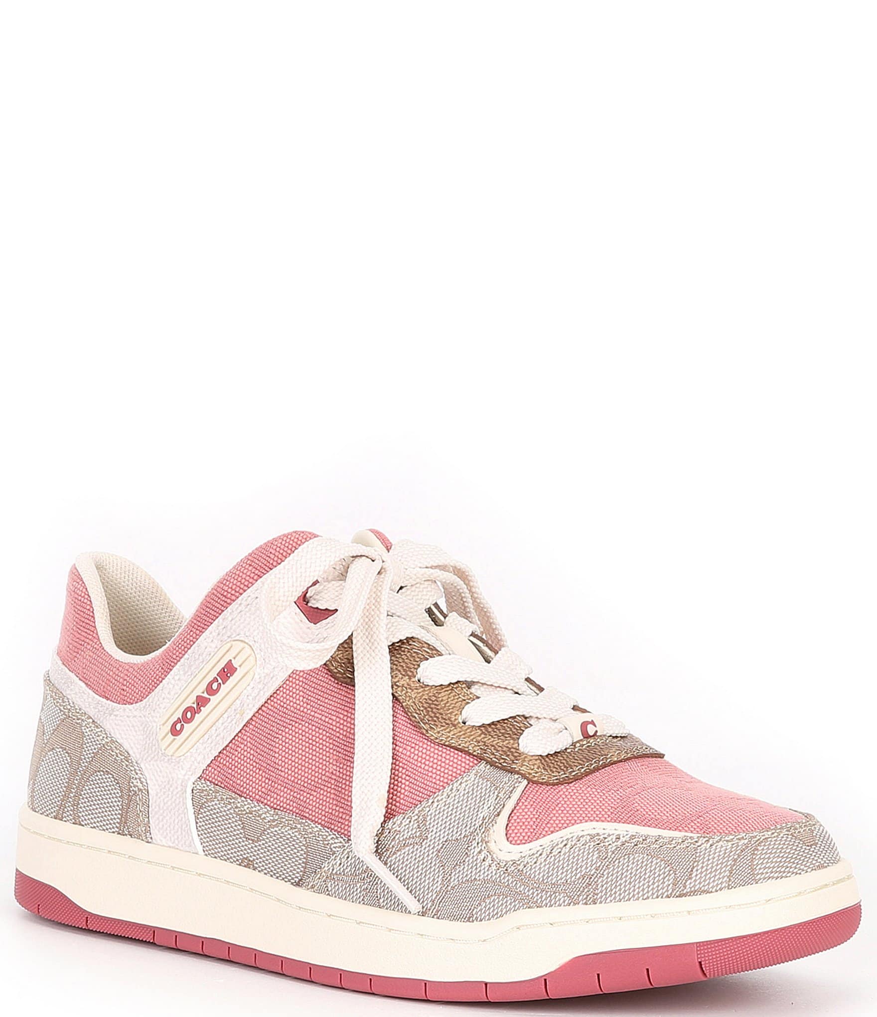 COACH Women's C201 Low-Top Signature Jacquard and Suede Lace-Up
