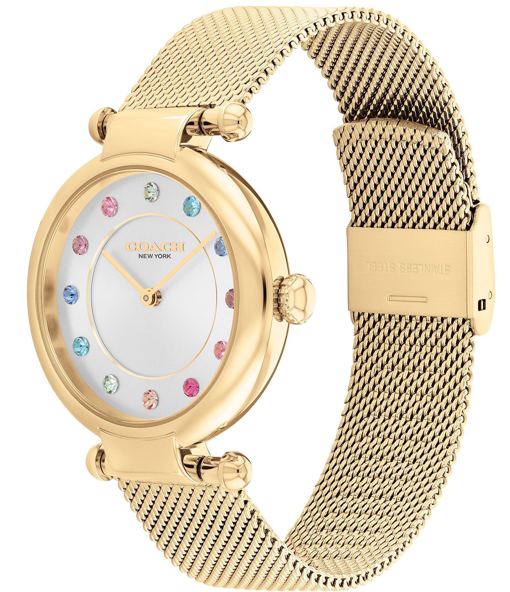 COACH Women's Cary Quartz Analog Gold Tone Stainless Steel Mesh Bracelet Watch Set