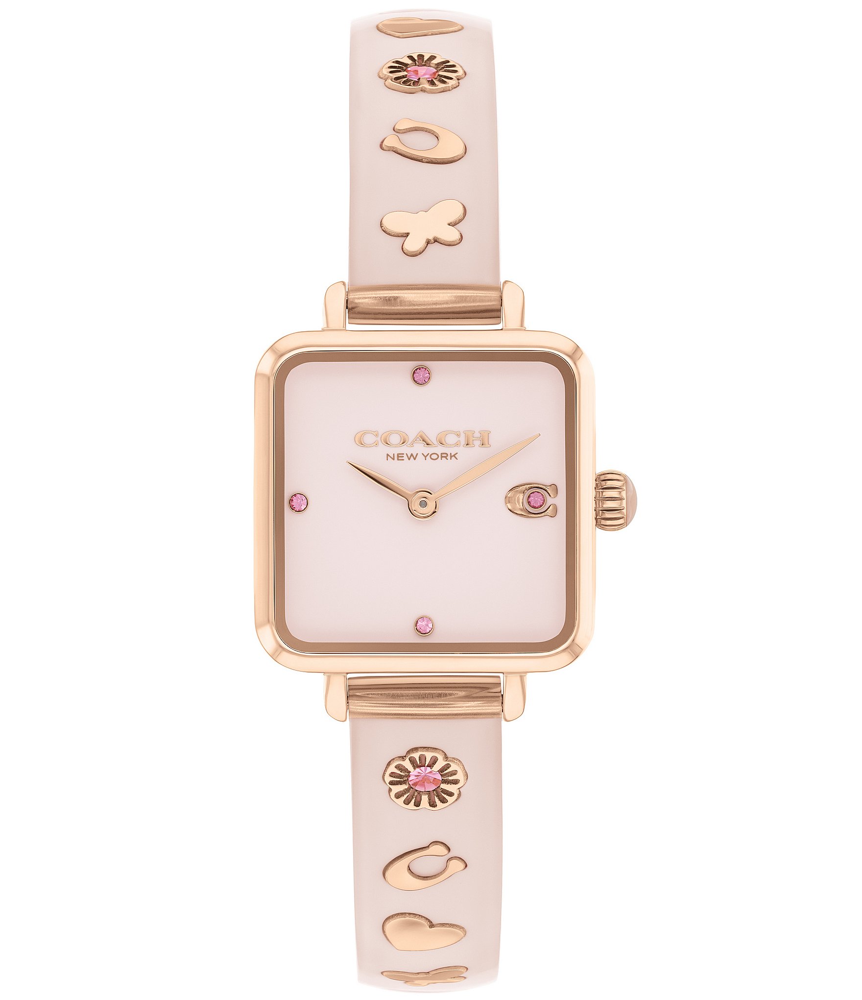 COACH Women's Cass Quartz Analog Blush Resin Crystal Embellished Bracelet Watch