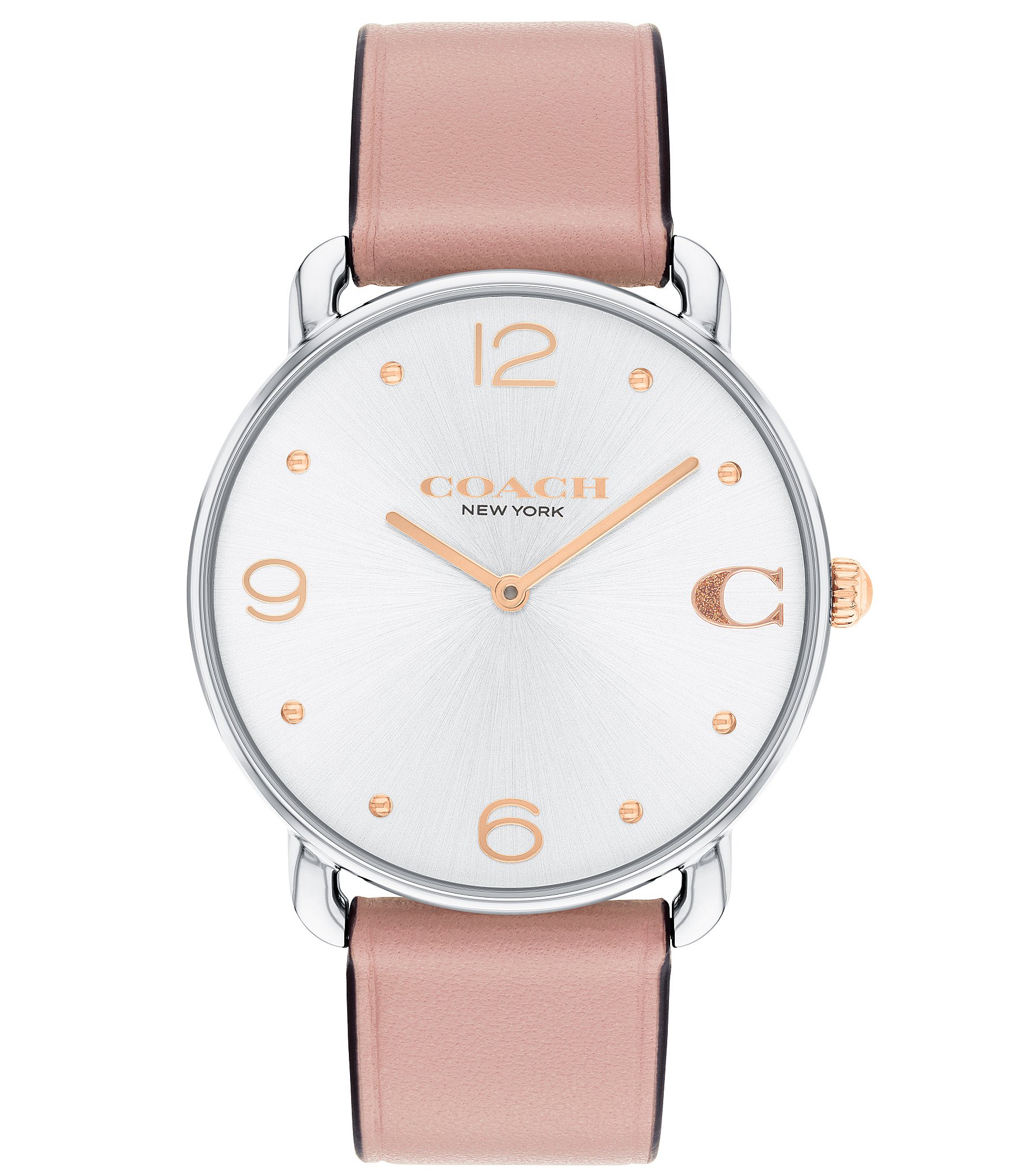 COACH Women's Elliot Quartz Analog Pink Leather Strap Watch