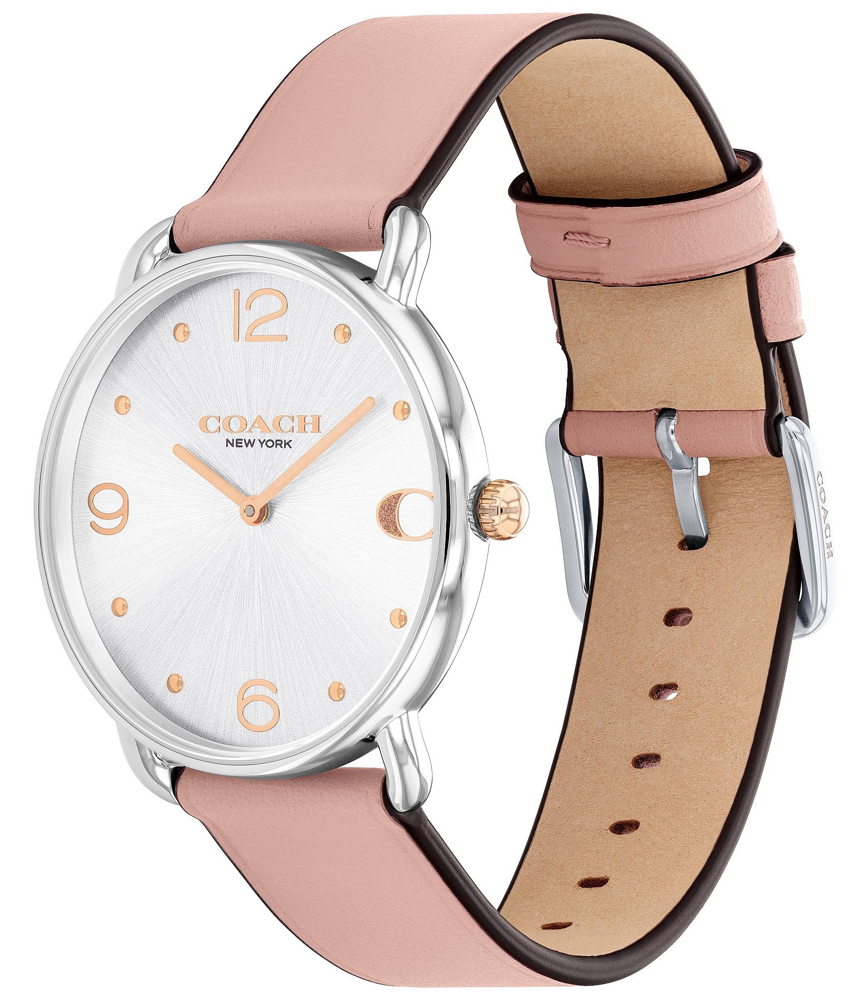 COACH Women's Elliot Quartz Analog Pink Leather Strap Watch