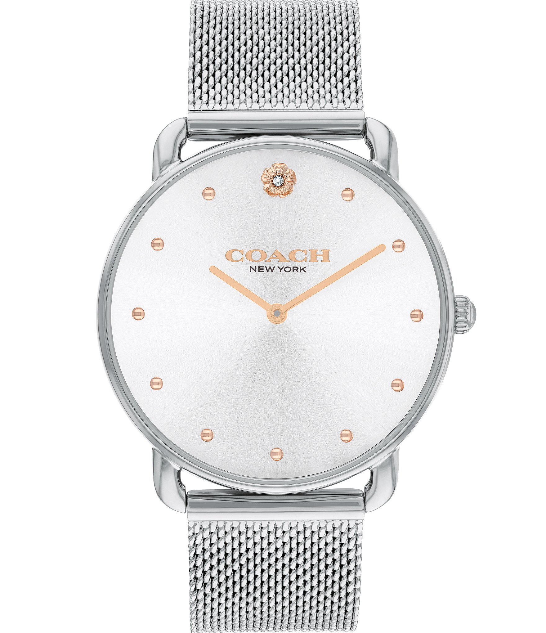 COACH Women's Elliot Quartz Analog Silver Mesh Bracelet Watch