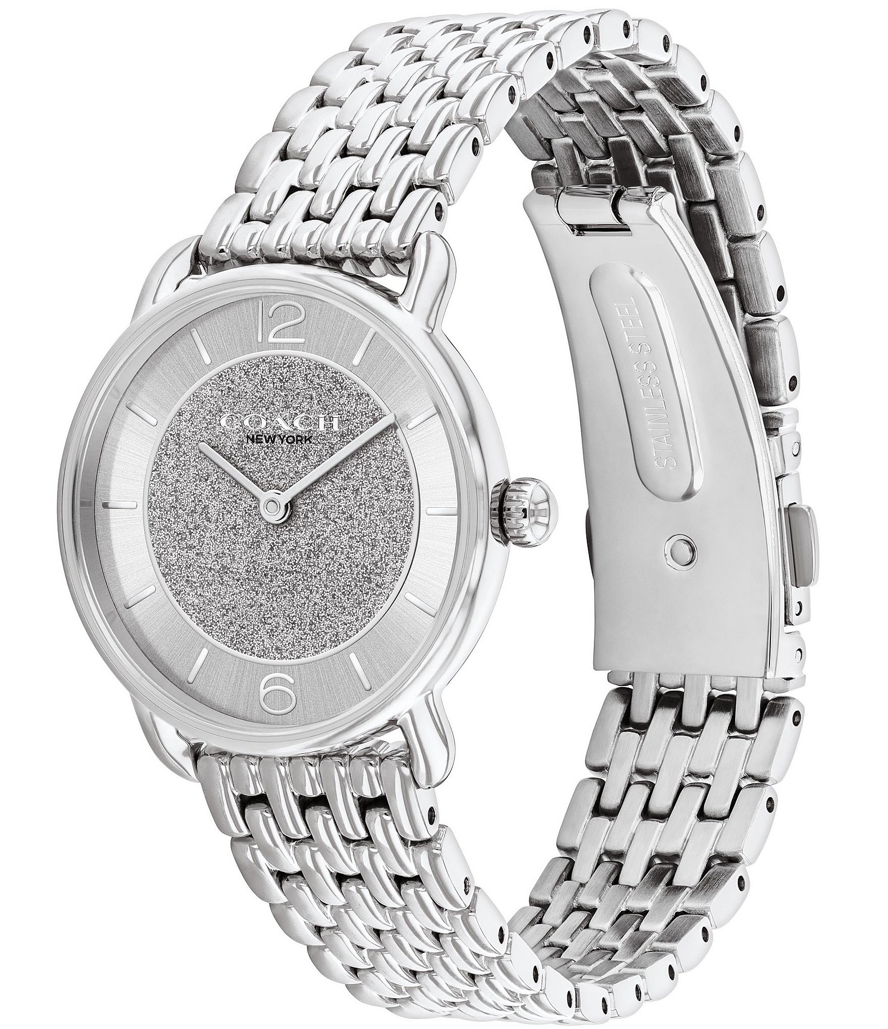 COACH Women's Elliot Quartz Analog Stainless Steel Glitter Dial Bracelet Watch