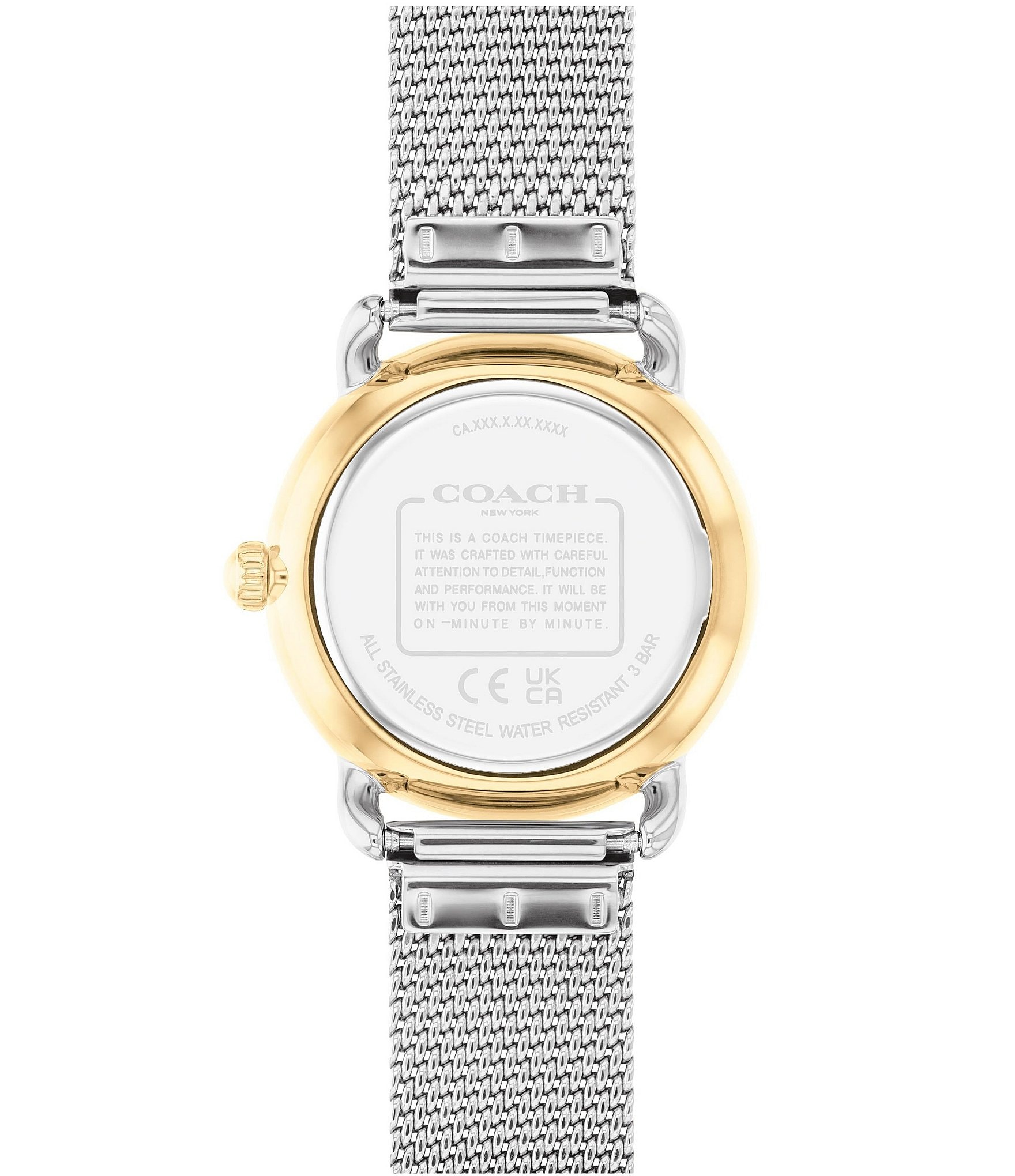 COACH Women's Elliot Quartz Analog Two Tone Stainless Steel Mesh Bracelet Watch and Bracelet Set