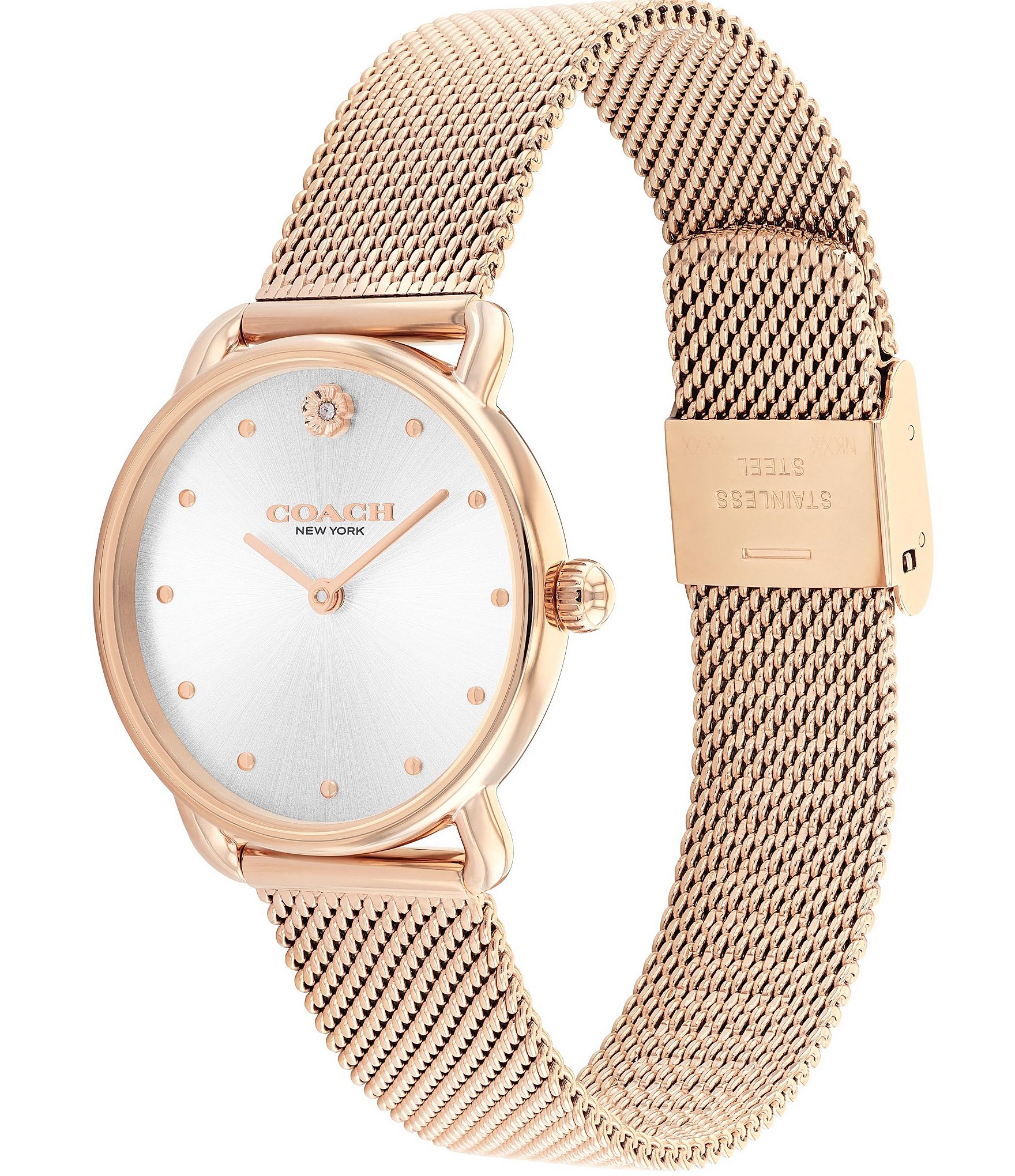 COACH Women's Elliot Silver Dial Quartz Analog Mesh Bracelet Watch