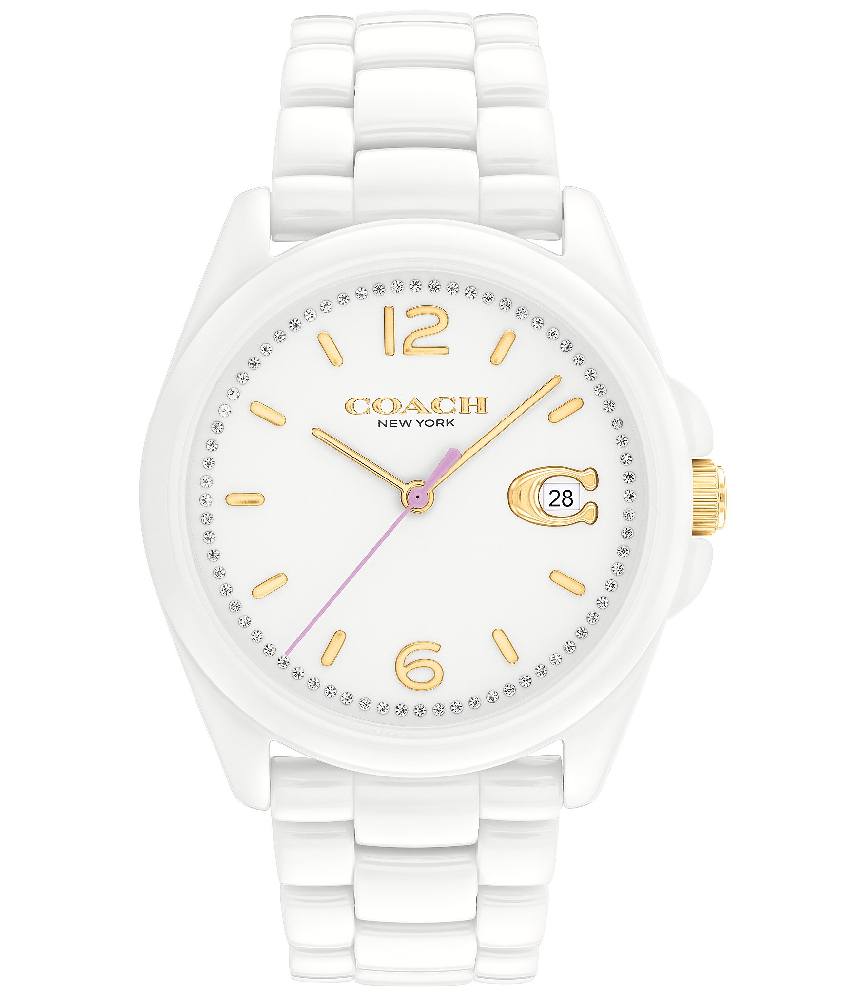 Amazon.com: Women's Watches Swarovski Crystal Analog Quartz Waterproof  White Ceramic Watch for Ladies Bracelet Watch (Gold) : Clothing, Shoes &  Jewelry
