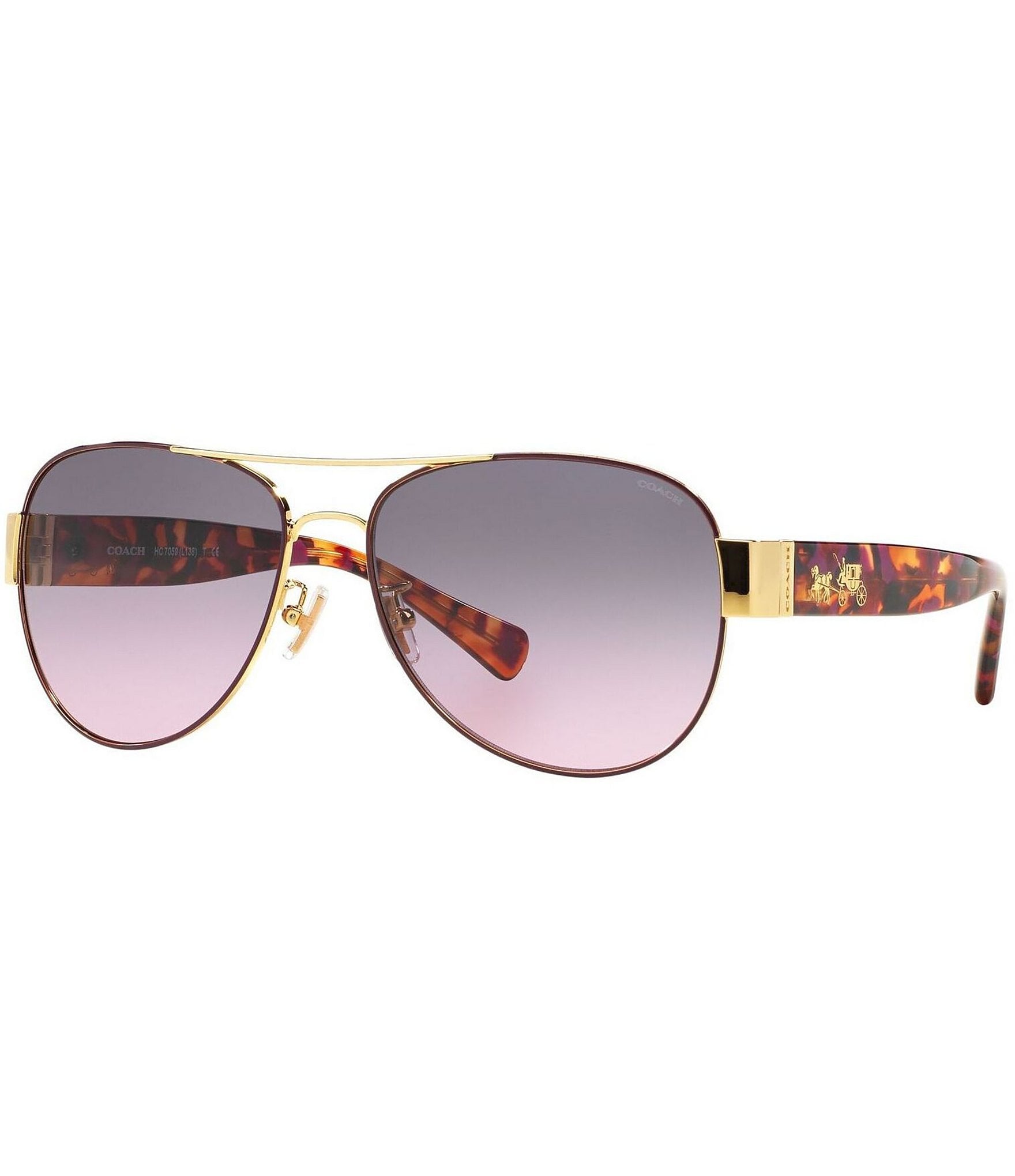 COACH Women's HC7059 58mm Violet Tortoise Aviator Sunglasses | Dillard's