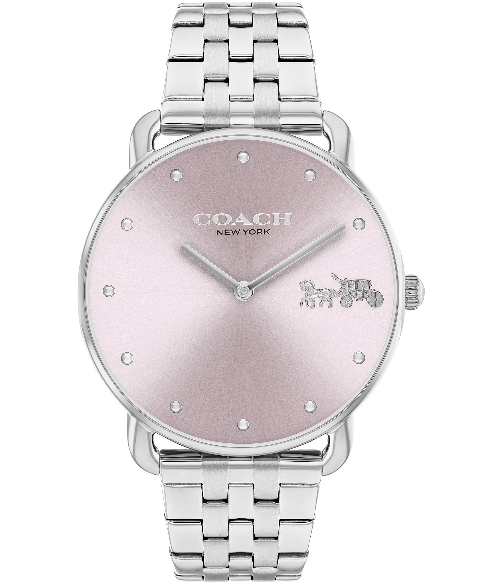 COACH Women's Pink Dial 36mm Elliot Quartz Analog Stainless Steel Bracelet Watch