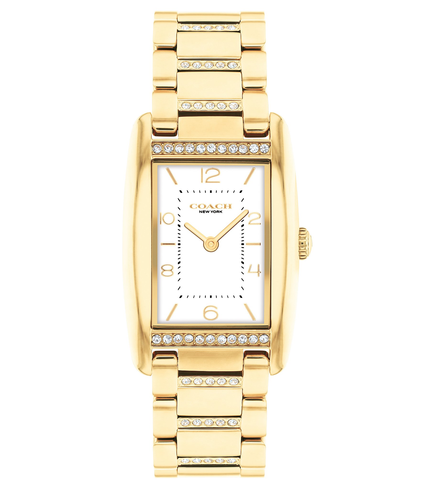 COACH Women's Reese Quartz Analog Gold Tone White Dial Stainless Steel Bracelet Watch