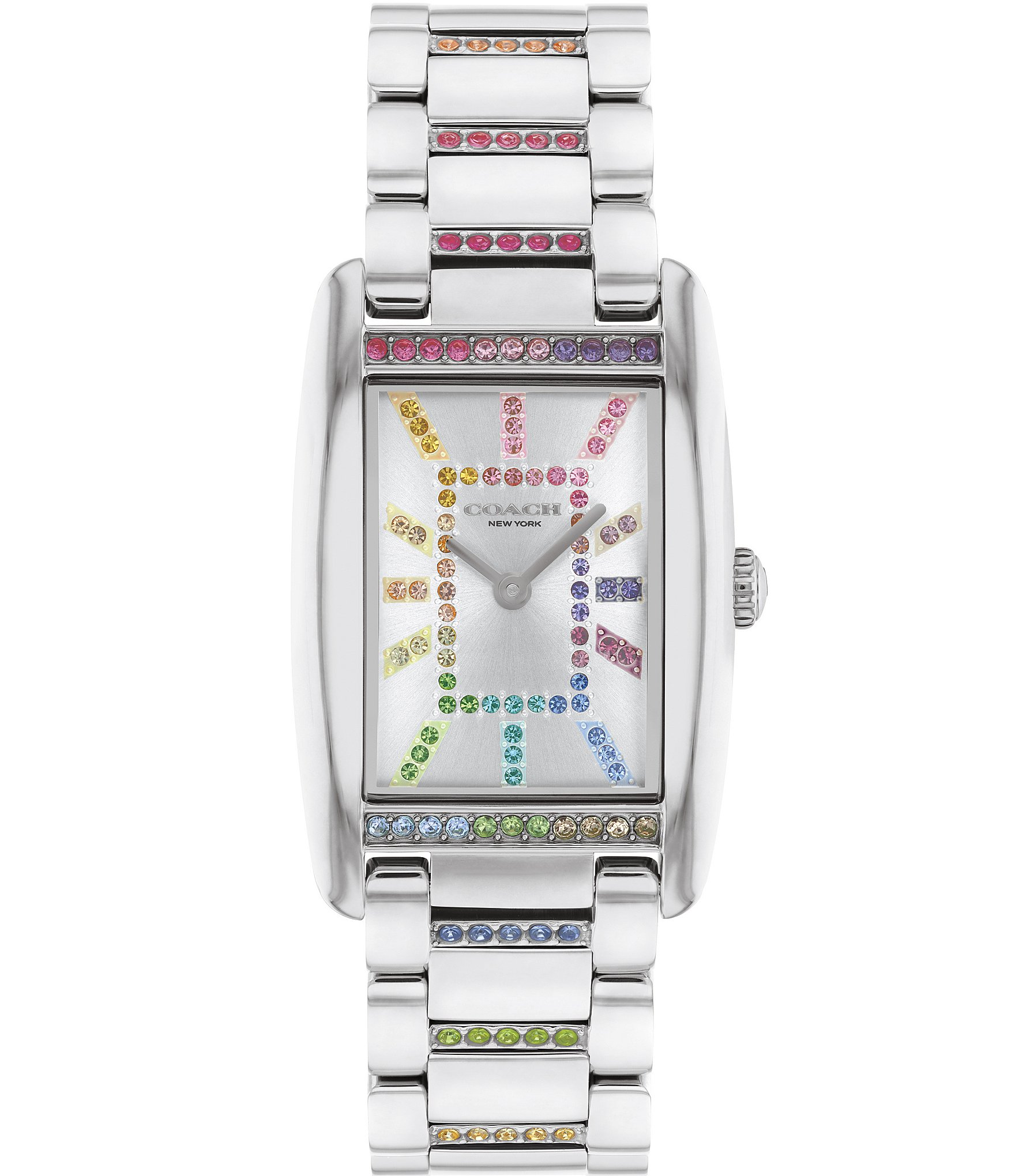 COACH Women's Reese Rainbow Rhinestone Quartz Analog Stainless Steel Bracelet Watch