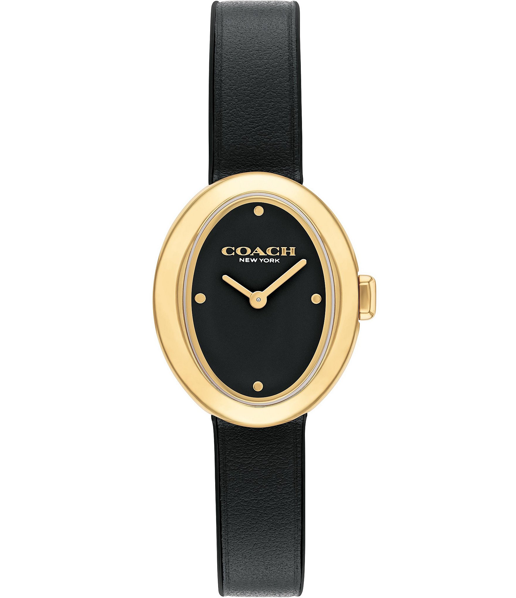 COACH Women's Sammy Quartz Analog Black Leather Strap Watch