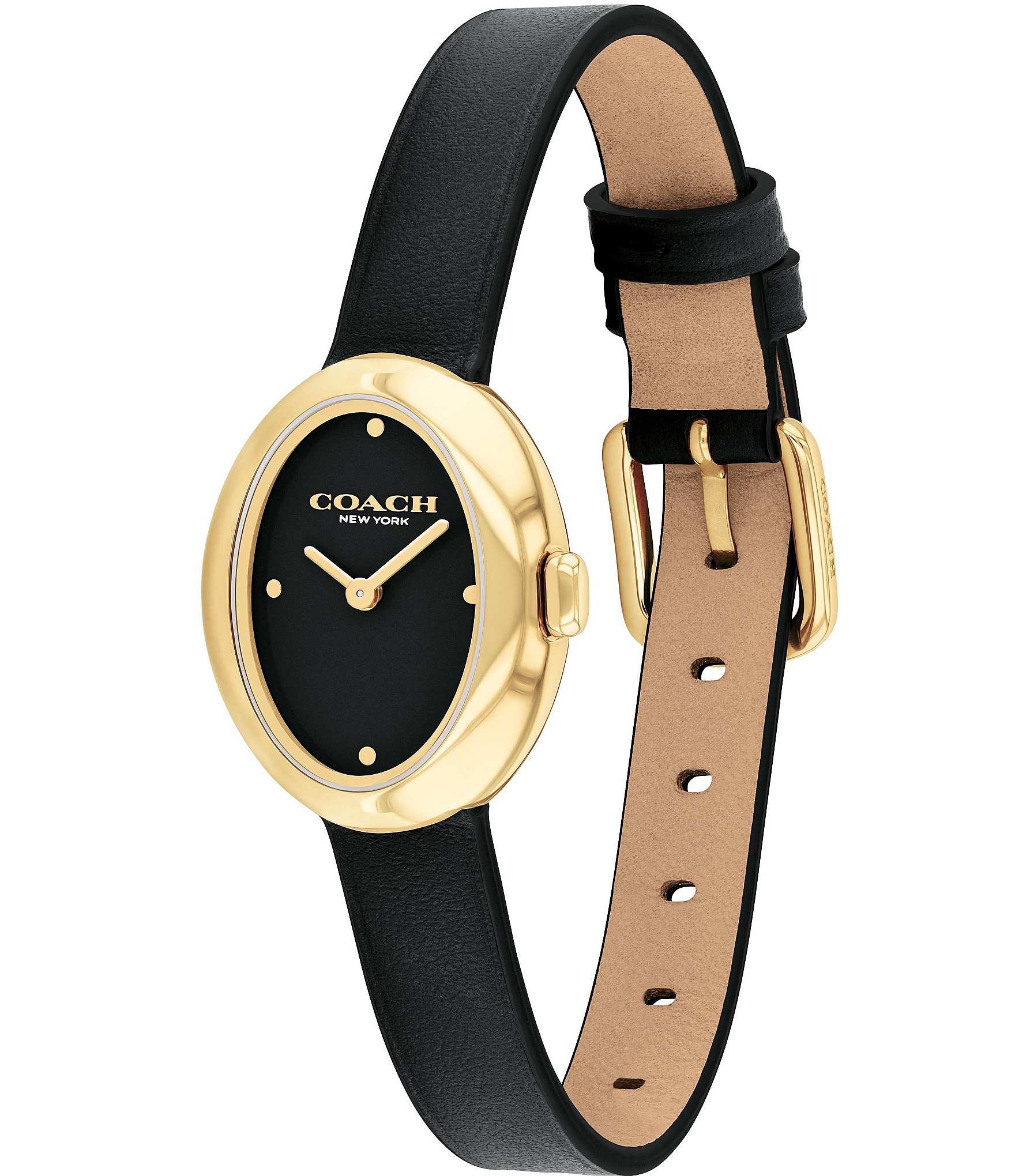 COACH Women's Sammy Quartz Analog Black Leather Strap Watch