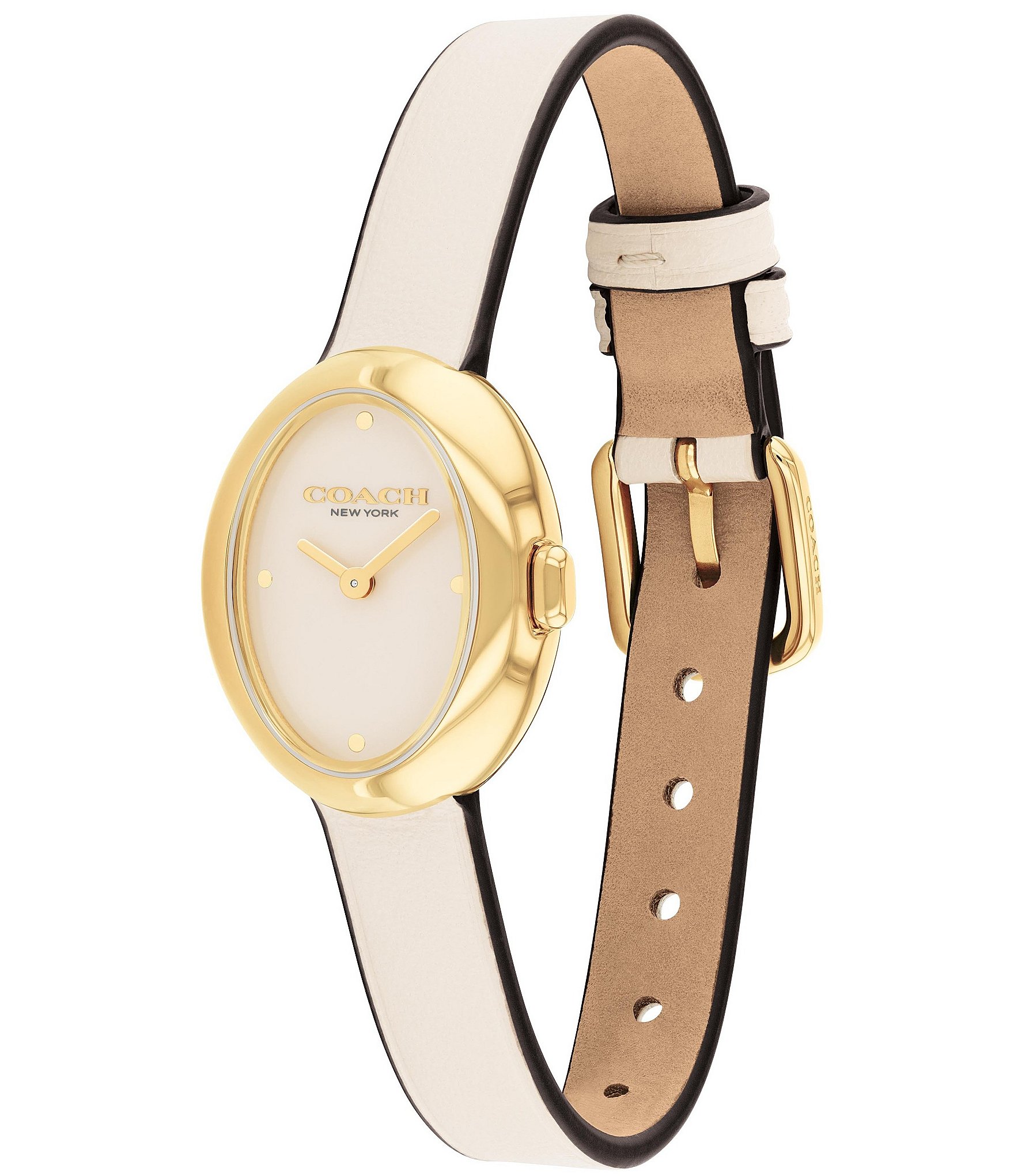 COACH Women's Sammy Quartz Analog Chalk Leather Strap Watch