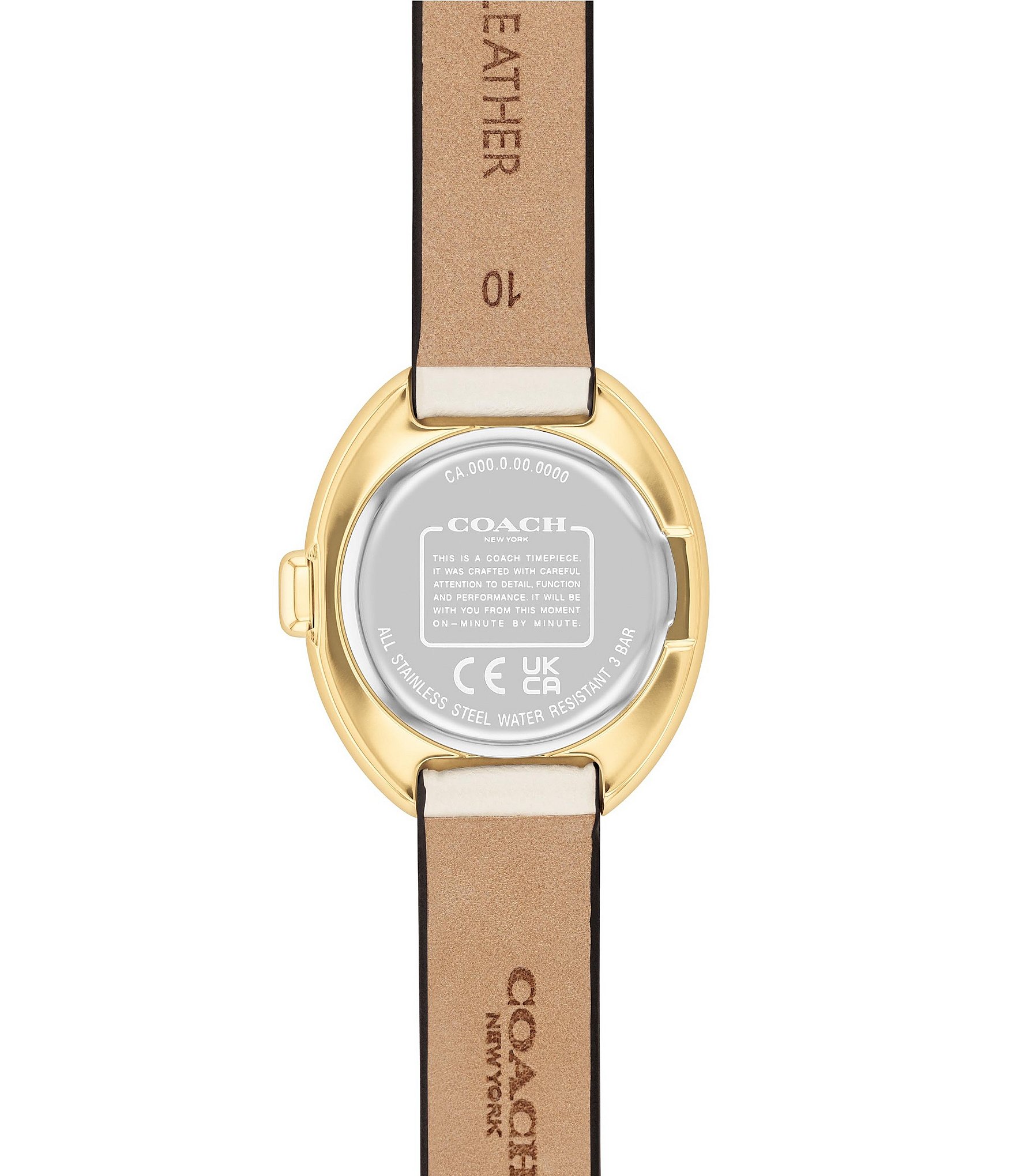 COACH Women's Sammy Quartz Analog Chalk Leather Strap Watch